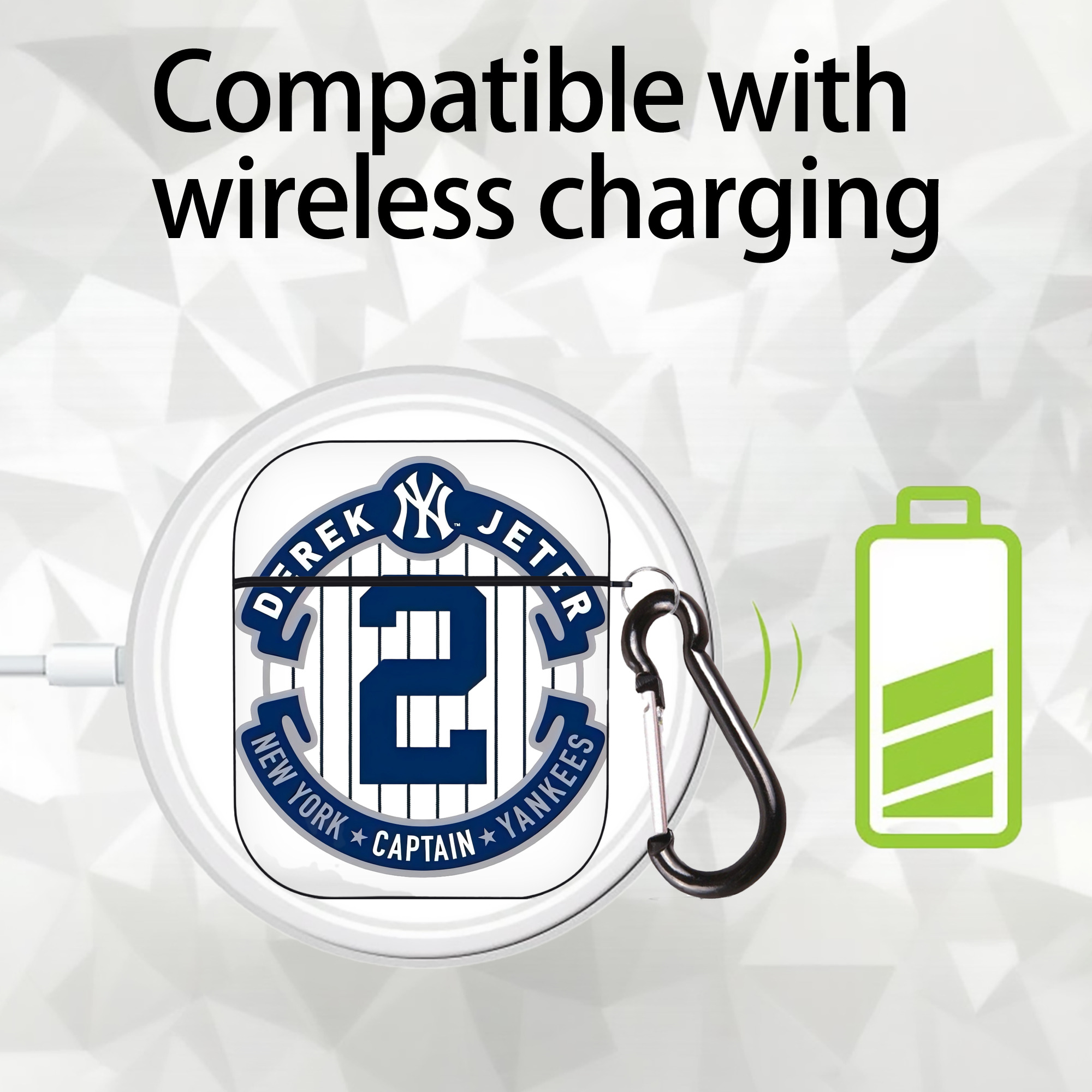 Derek Jeter 1 AirPods 2 Case Hard Shell Black, Flexible PC Material, Precise Cutouts, Full Protection, Anti-Fingerprint, Washable, Includes Keychain – Durable & Slim Design