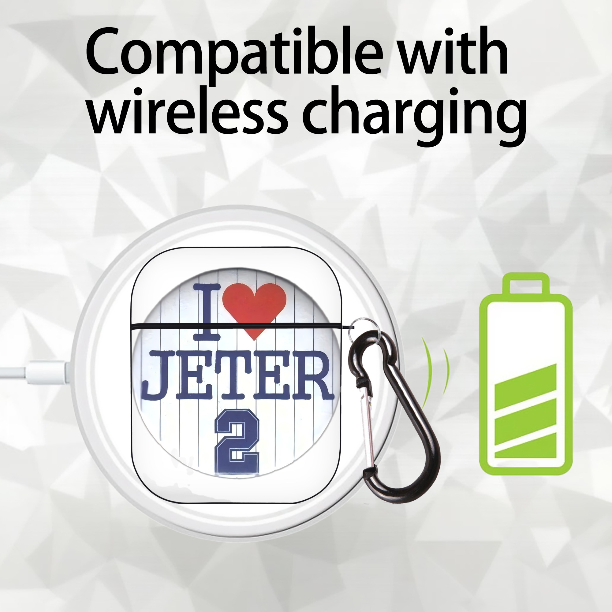 Derek Jeter 2 AirPods 2 Case Hard Shell Black, Flexible PC Material, Precise Cutouts, Full Protection, Anti-Fingerprint, Washable, Includes Keychain – Durable & Slim Design