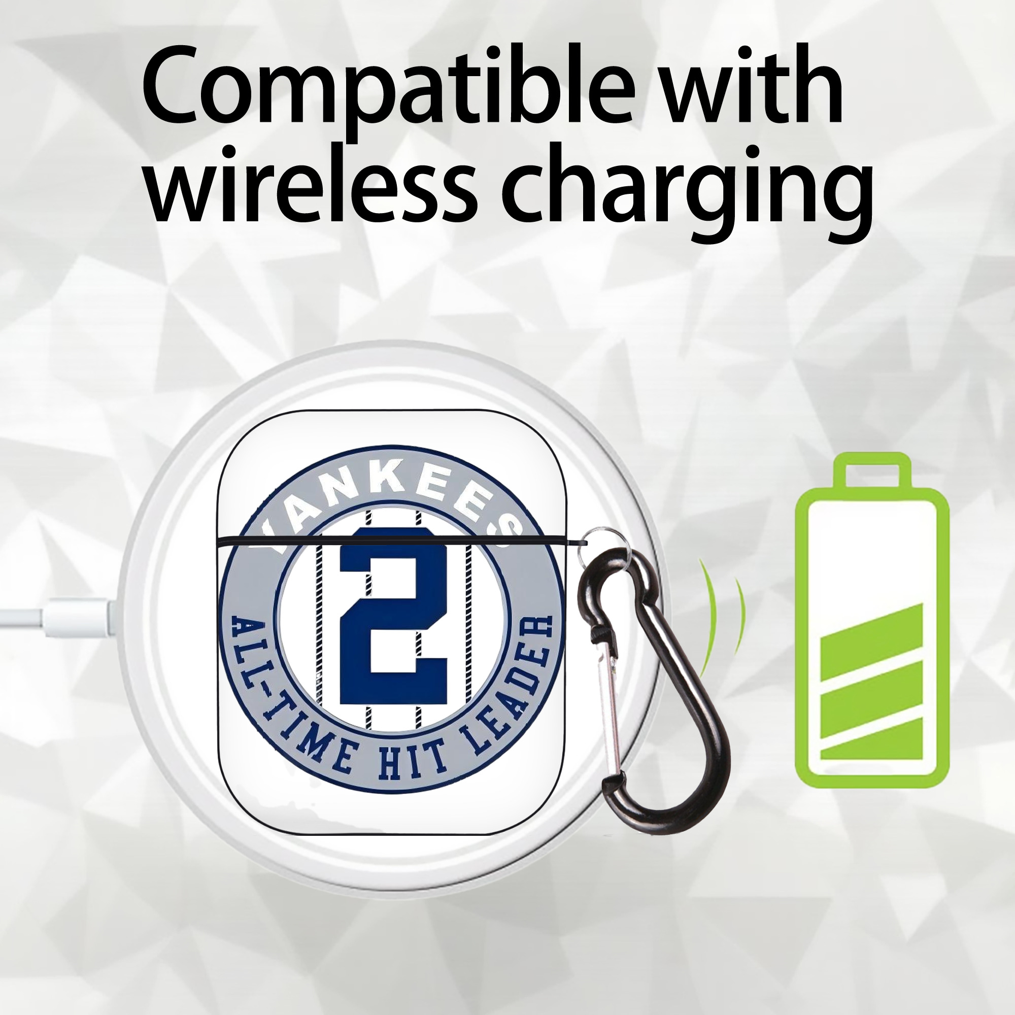 Derek Jeter 4 AirPods 2 Case Hard Shell Black, Flexible PC Material, Precise Cutouts, Full Protection, Anti-Fingerprint, Washable, Includes Keychain – Durable & Slim Design