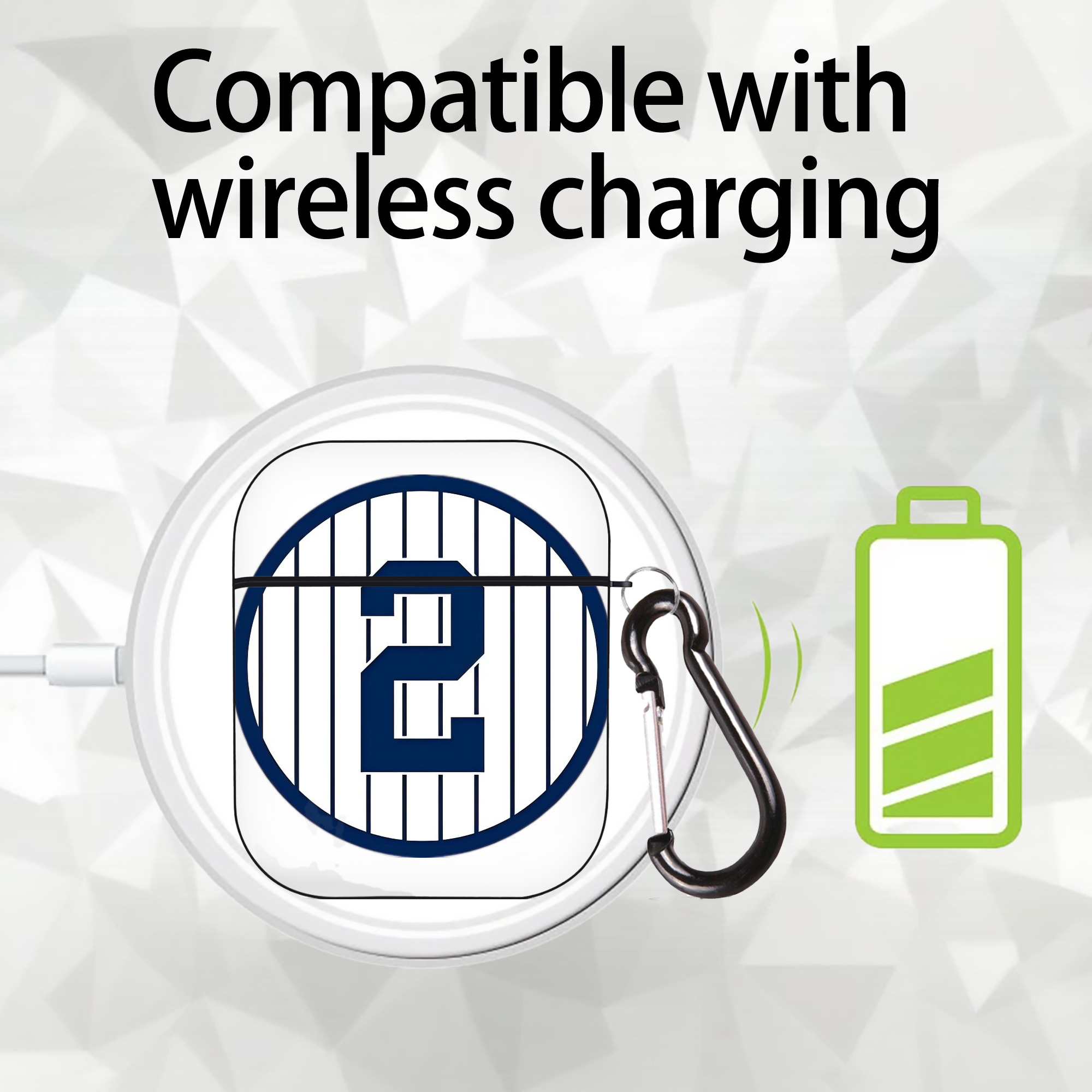 Derek Jeter 5 AirPods 2 Case Hard Shell Black, Flexible PC Material, Precise Cutouts, Full Protection, Anti-Fingerprint, Washable, Includes Keychain – Durable & Slim Design