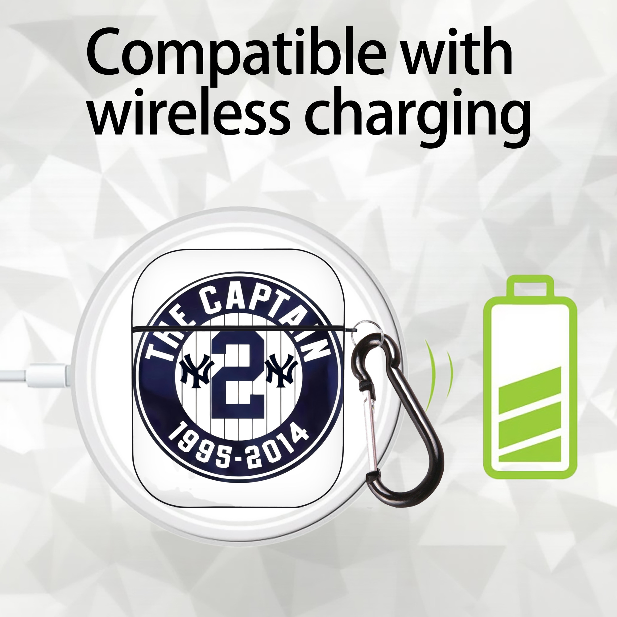 Derek Jeter 7 AirPods 2 Case Hard Shell Black, Flexible PC Material, Precise Cutouts, Full Protection, Anti-Fingerprint, Washable, Includes Keychain – Durable & Slim Design