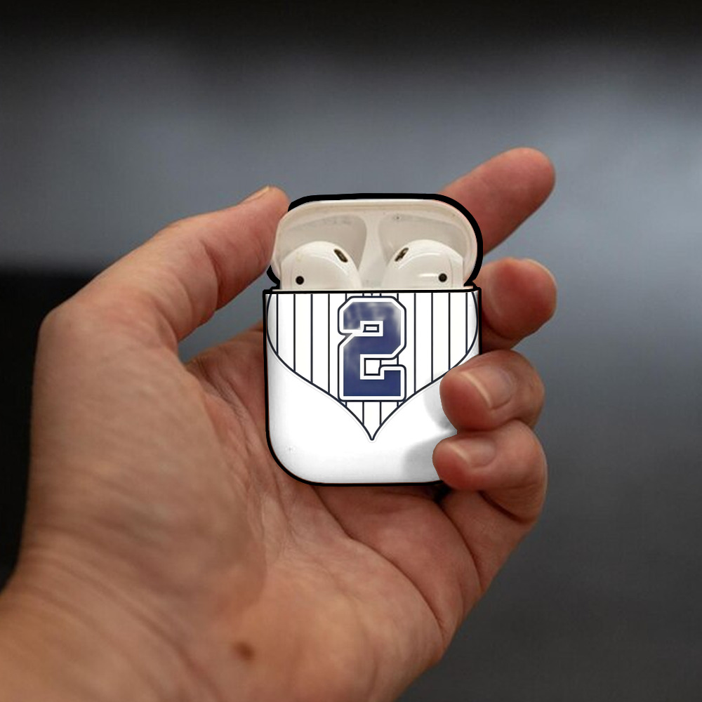 Derek Jeter 8 AirPods 2 Case Hard Shell Black, Flexible PC Material, Precise Cutouts, Full Protection, Anti-Fingerprint, Washable, Includes Keychain – Durable & Slim Design