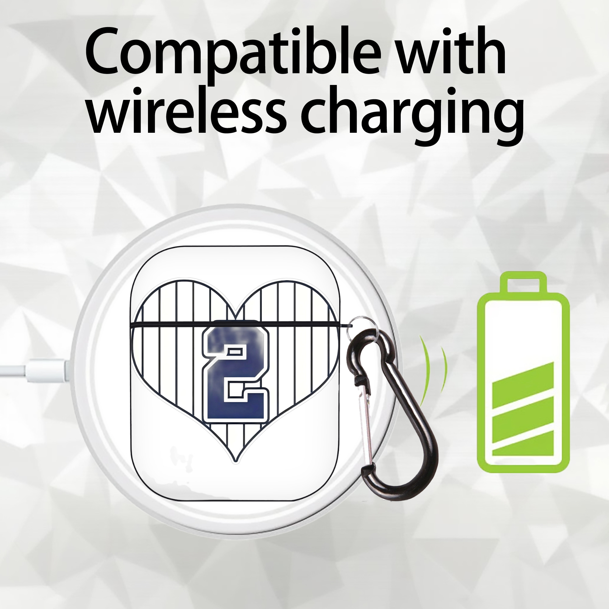 Derek Jeter 8 AirPods 2 Case Hard Shell Black, Flexible PC Material, Precise Cutouts, Full Protection, Anti-Fingerprint, Washable, Includes Keychain – Durable & Slim Design