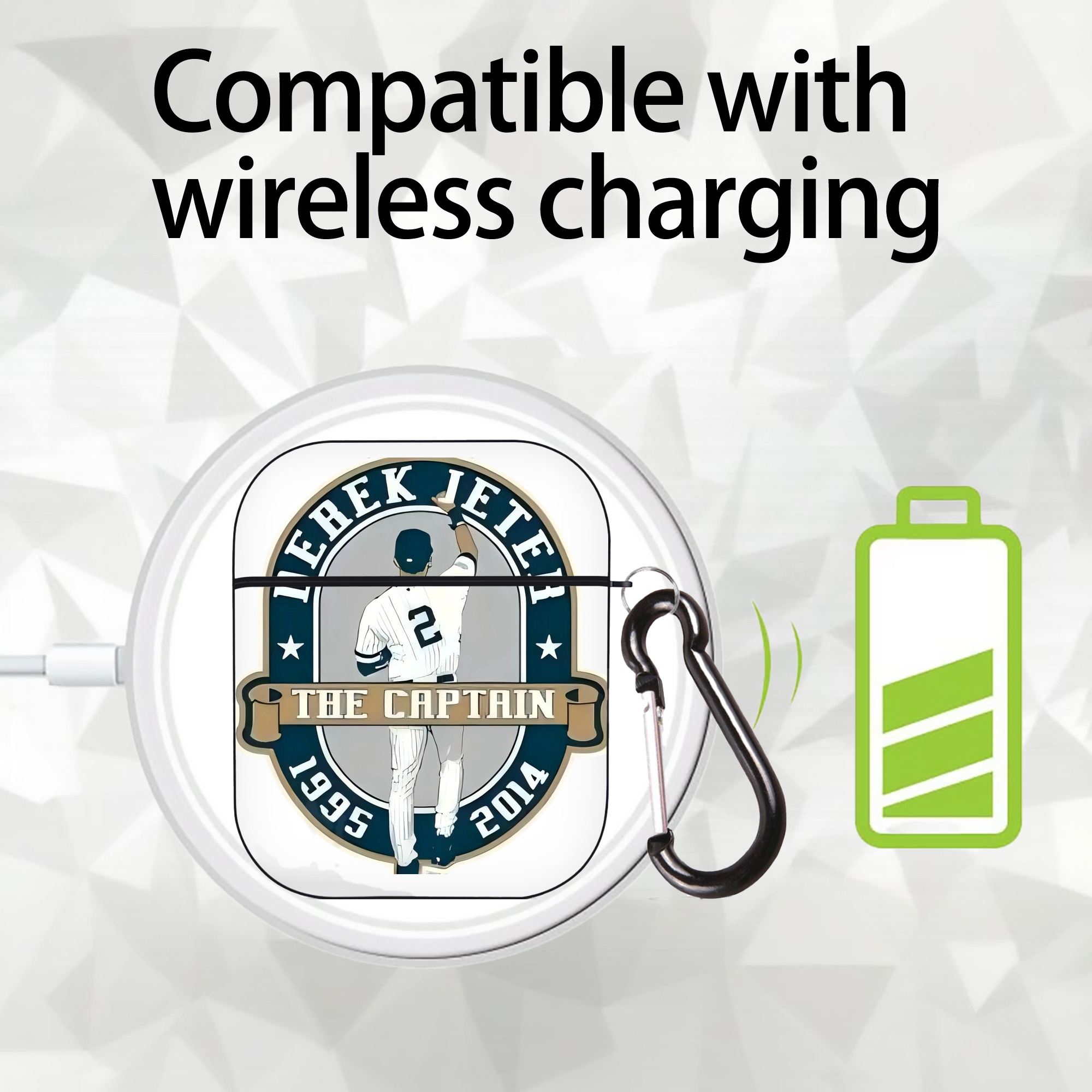 Derek Jeter 9 AirPods 2 Case Hard Shell Black, Flexible PC Material, Precise Cutouts, Full Protection, Anti-Fingerprint, Washable, Includes Keychain – Durable & Slim Design