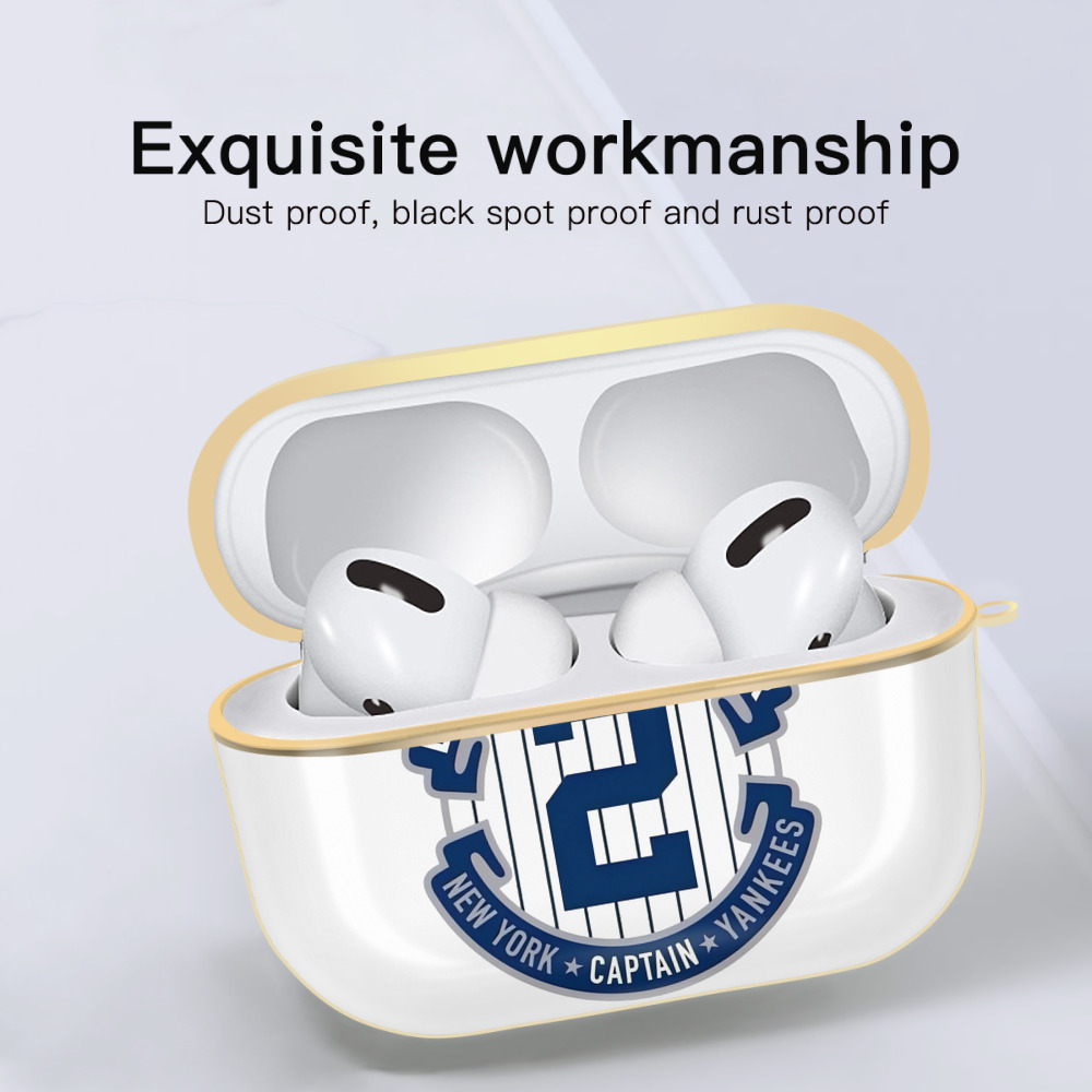 Derek Jeter 1 Luxury Gold AirPods Pro Case With Keychain, Flexible PC Material, Full Protection, Precise Cutouts, Anti-Fingerprint, Washable, Durable Design