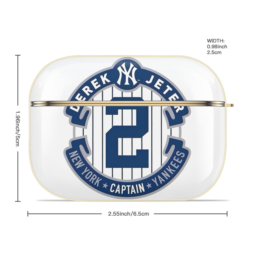 Derek Jeter 1 Luxury Gold AirPods Pro Case With Keychain, Flexible PC Material, Full Protection, Precise Cutouts, Anti-Fingerprint, Washable, Durable Design