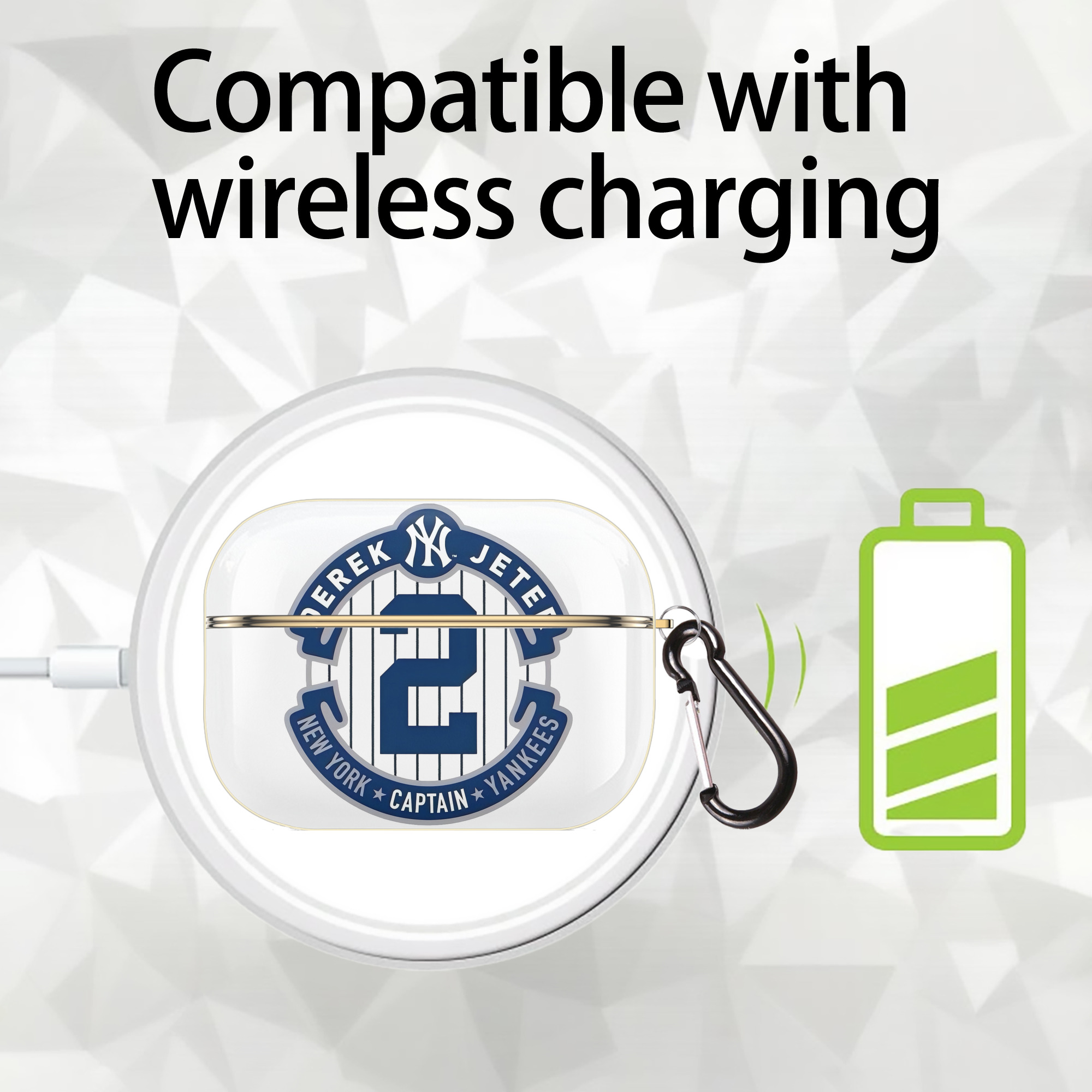 Derek Jeter 1 Luxury Gold AirPods Pro Case With Keychain, Flexible PC Material, Full Protection, Precise Cutouts, Anti-Fingerprint, Washable, Durable Design