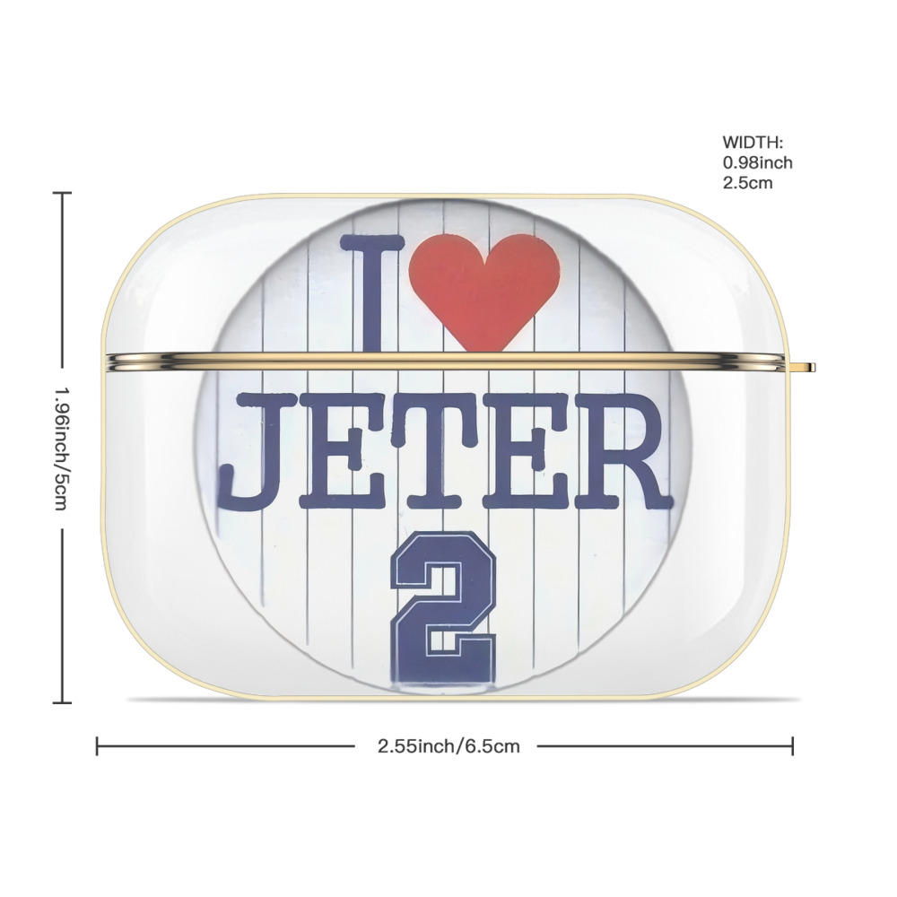 Derek Jeter 2 Luxury Gold AirPods Pro Case With Keychain, Flexible PC Material, Full Protection, Precise Cutouts, Anti-Fingerprint, Washable, Durable Design