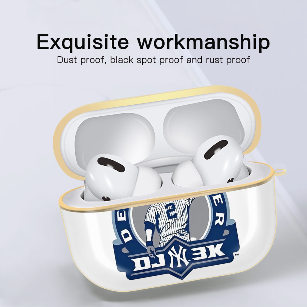 Derek Jeter 3 Luxury Gold AirPods Pro Case With Keychain, Flexible PC Material, Full Protection, Precise Cutouts, Anti-Fingerprint, Washable, Durable Design