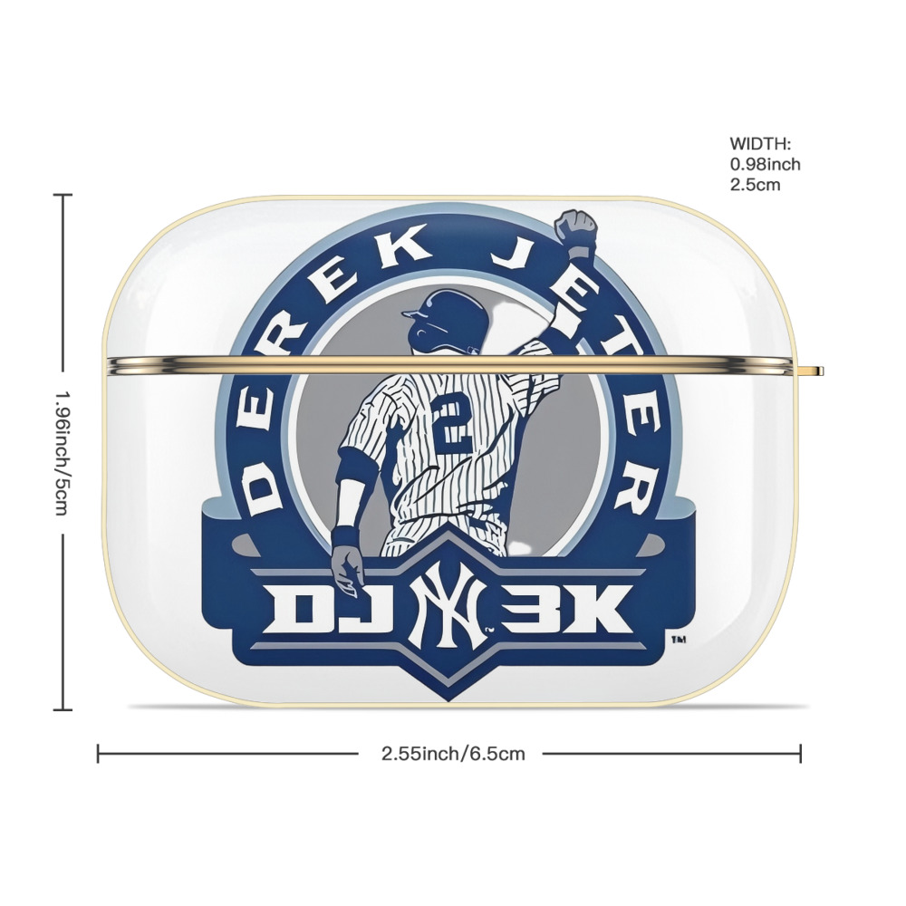 Derek Jeter 3 Luxury Gold AirPods Pro Case With Keychain, Flexible PC Material, Full Protection, Precise Cutouts, Anti-Fingerprint, Washable, Durable Design