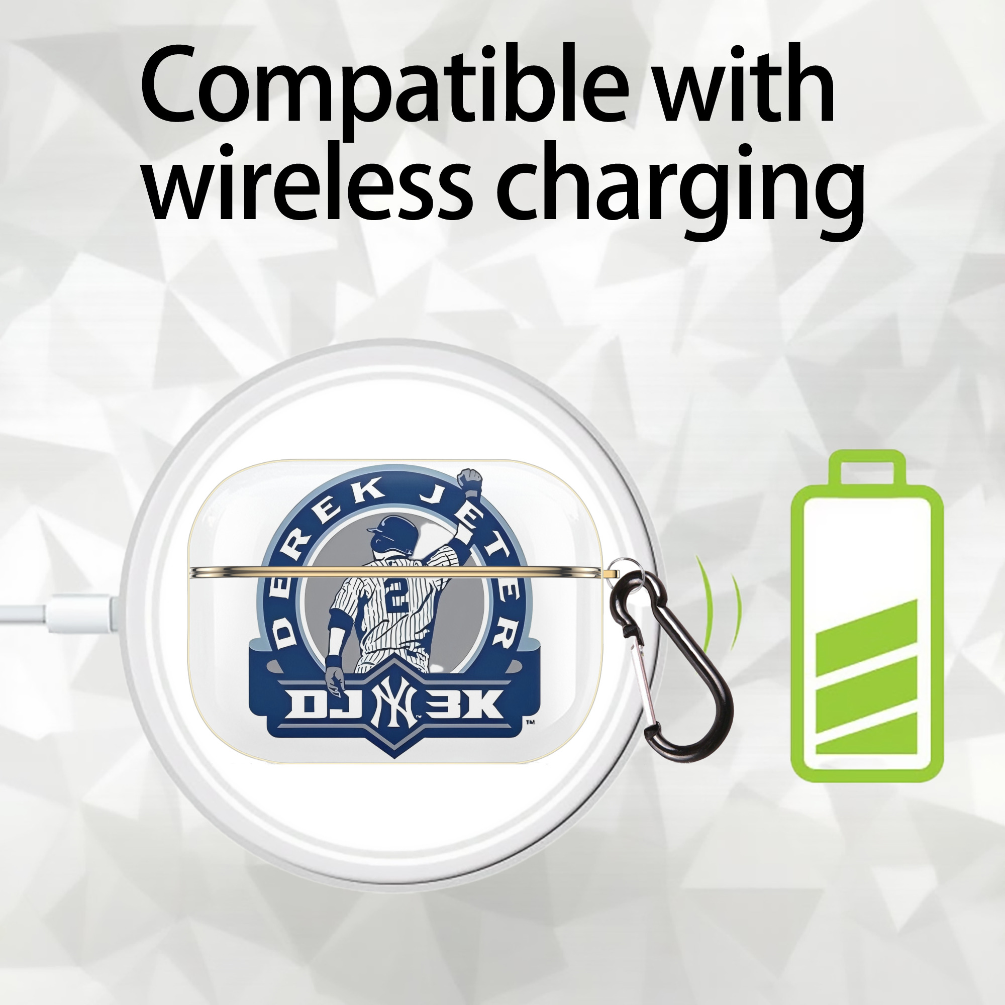 Derek Jeter 3 Luxury Gold AirPods Pro Case With Keychain, Flexible PC Material, Full Protection, Precise Cutouts, Anti-Fingerprint, Washable, Durable Design