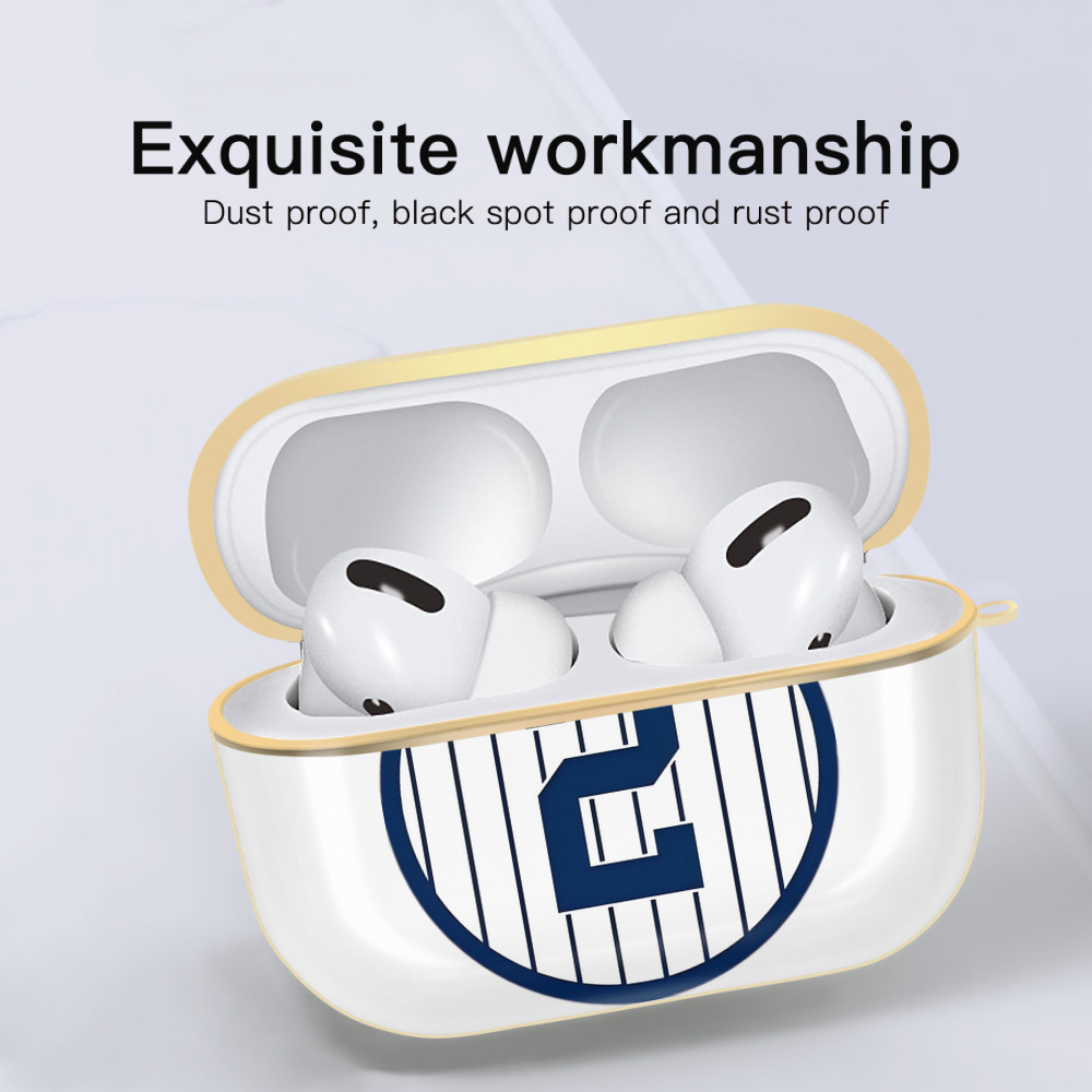 Derek Jeter 5 Luxury Gold AirPods Pro Case With Keychain, Flexible PC Material, Full Protection, Precise Cutouts, Anti-Fingerprint, Washable, Durable Design