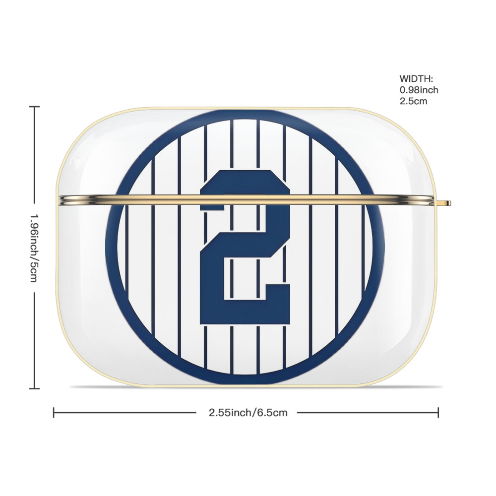 Derek Jeter 5 Luxury Gold AirPods Pro Case With Keychain, Flexible PC Material, Full Protection, Precise Cutouts, Anti-Fingerprint, Washable, Durable Design