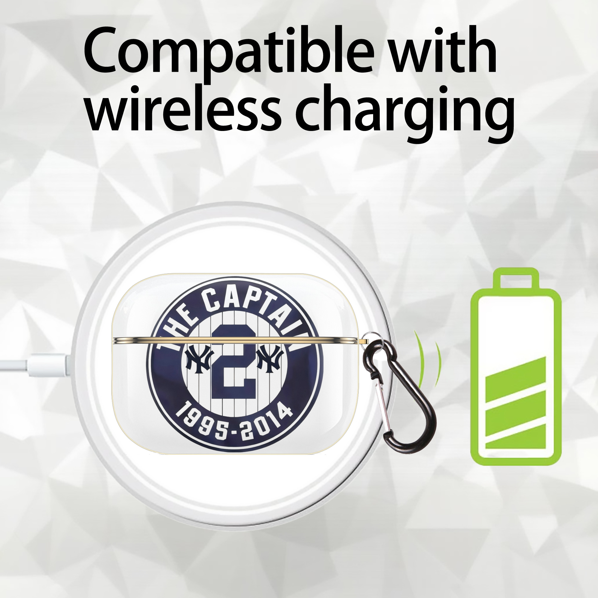 Derek Jeter 7 Luxury Gold AirPods Pro Case With Keychain, Flexible PC Material, Full Protection, Precise Cutouts, Anti-Fingerprint, Washable, Durable Design