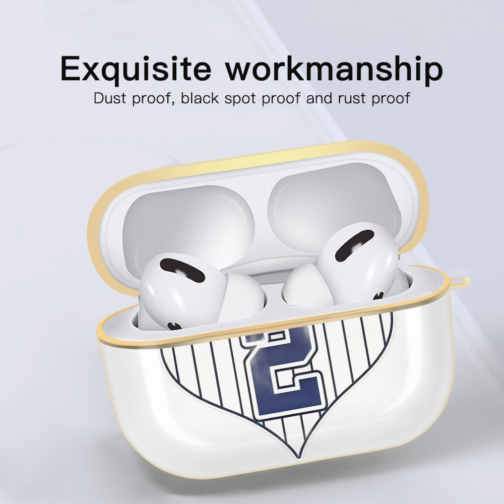 Derek Jeter 8 Luxury Gold AirPods Pro Case With Keychain, Flexible PC Material, Full Protection, Precise Cutouts, Anti-Fingerprint, Washable, Durable Design