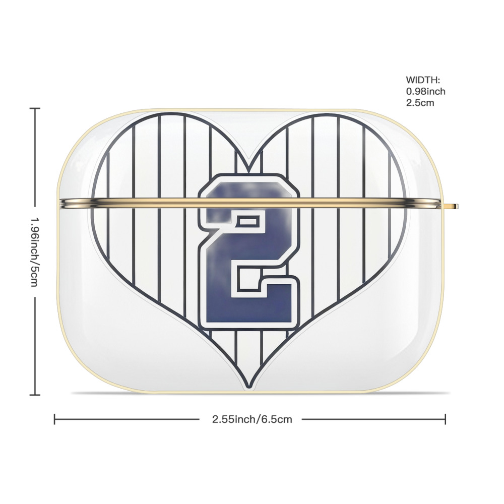 Derek Jeter 8 Luxury Gold AirPods Pro Case With Keychain, Flexible PC Material, Full Protection, Precise Cutouts, Anti-Fingerprint, Washable, Durable Design