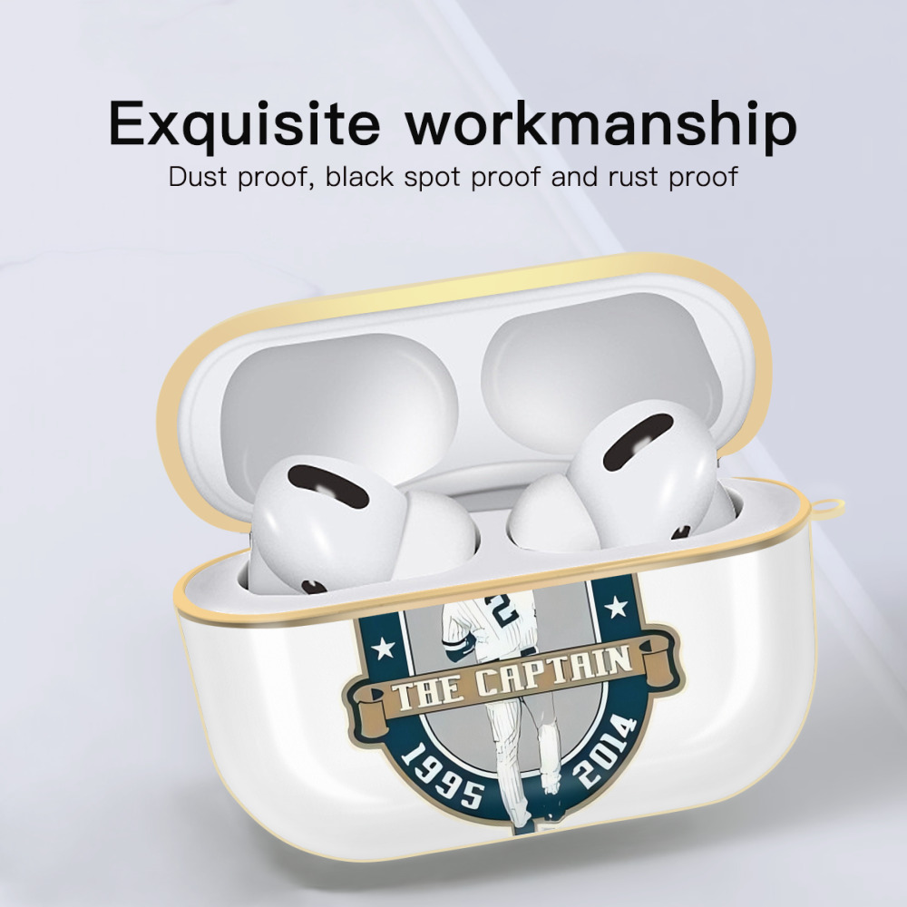 Derek Jeter 9 Luxury Gold AirPods Pro Case With Keychain, Flexible PC Material, Full Protection, Precise Cutouts, Anti-Fingerprint, Washable, Durable Design