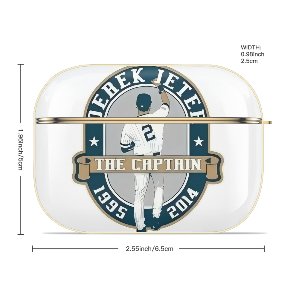 Derek Jeter 9 Luxury Gold AirPods Pro Case With Keychain, Flexible PC Material, Full Protection, Precise Cutouts, Anti-Fingerprint, Washable, Durable Design