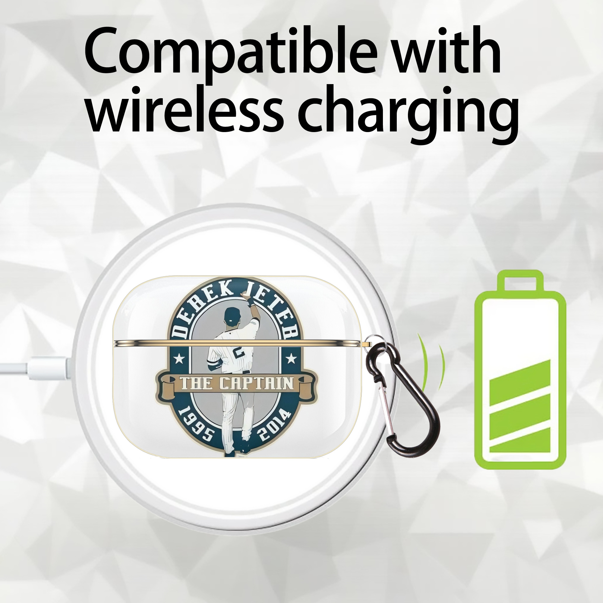 Derek Jeter 9 Luxury Gold AirPods Pro Case With Keychain, Flexible PC Material, Full Protection, Precise Cutouts, Anti-Fingerprint, Washable, Durable Design