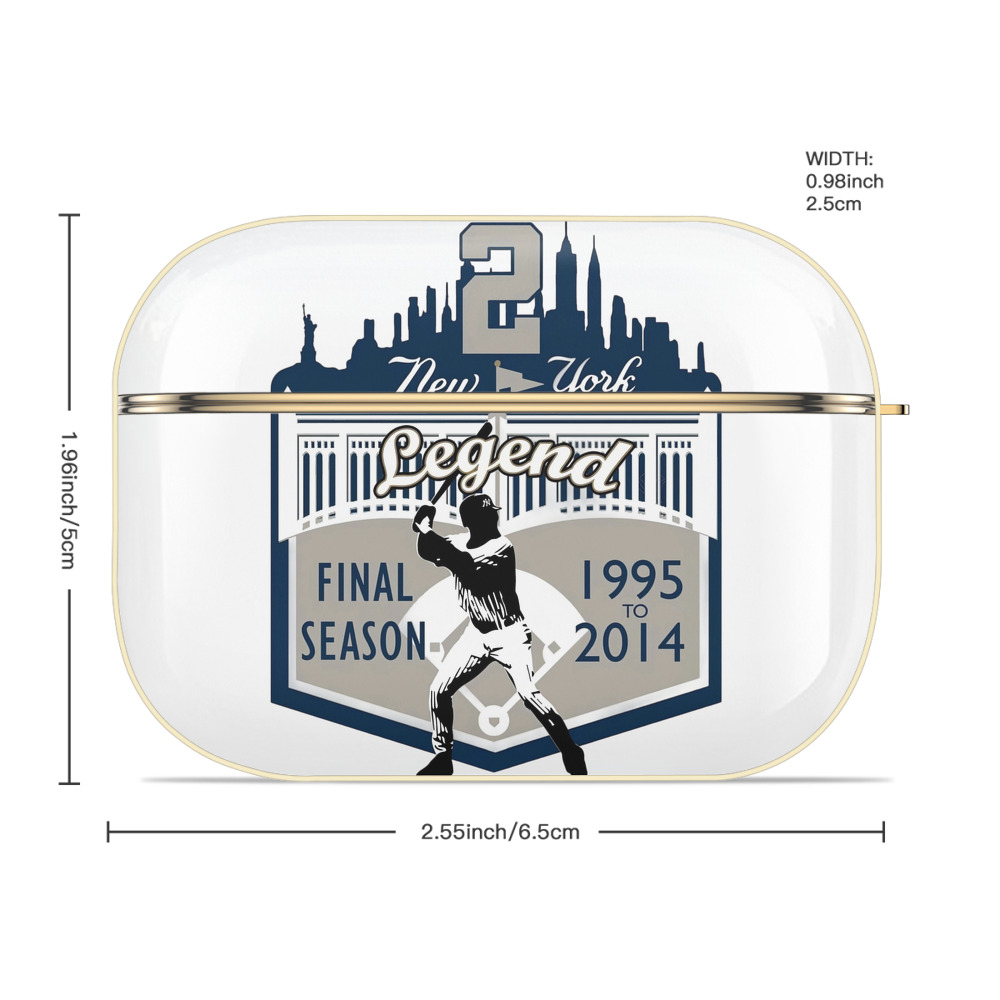 Derek Jeter 14 Luxury Gold AirPods Pro Case With Keychain, Flexible PC Material, Full Protection, Precise Cutouts, Anti-Fingerprint, Washable, Durable Design