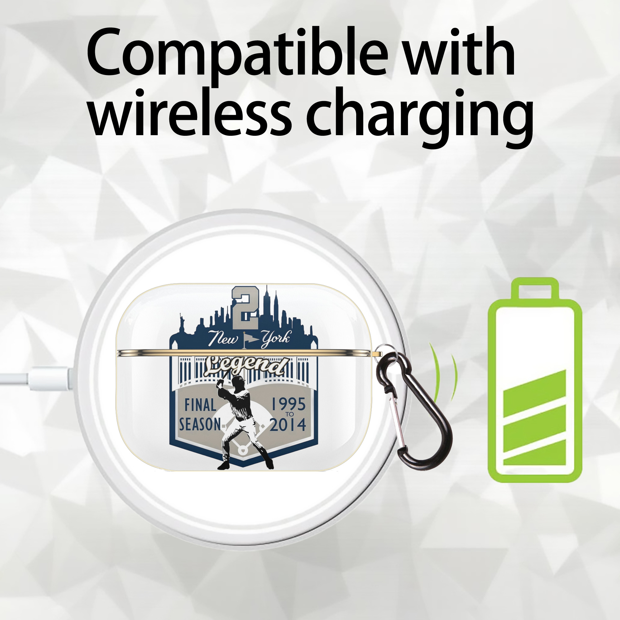 Derek Jeter 14 Luxury Gold AirPods Pro Case With Keychain, Flexible PC Material, Full Protection, Precise Cutouts, Anti-Fingerprint, Washable, Durable Design