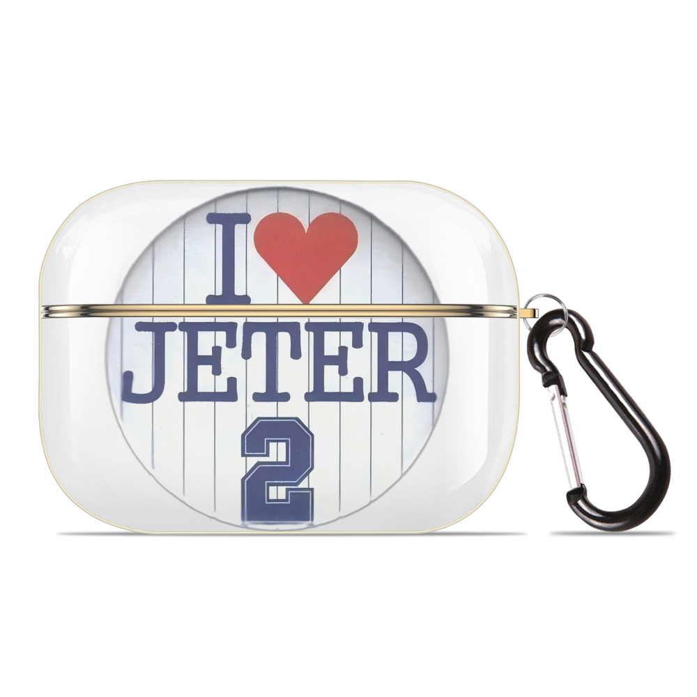 Derek Jeter 2 Luxury Gold AirPods Pro Case With Keychain, Flexible PC Material, Full Protection, Precise Cutouts, Anti-Fingerprint, Washable, Durable Design