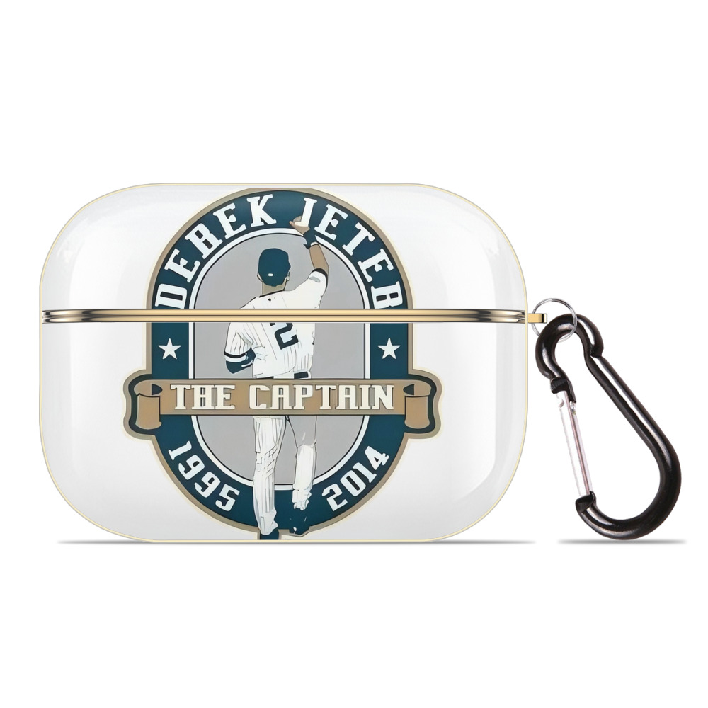 Derek Jeter 9 Luxury Gold AirPods Pro Case With Keychain, Flexible PC Material, Full Protection, Precise Cutouts, Anti-Fingerprint, Washable, Durable Design