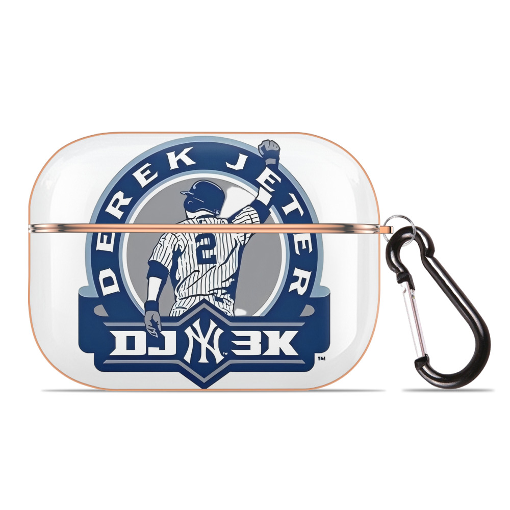 Derek Jeter 3 AirPods Pro Protective Case Rose Gold, Flexible PC Material, Precise Fit, Anti-Slip Cover, Full Protection, Fingerprint Resistant, Washable With Keychain