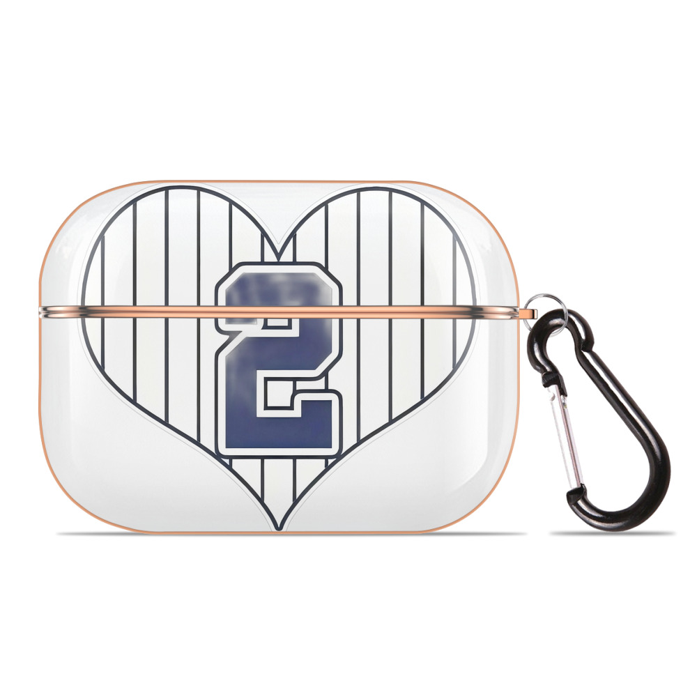 Derek Jeter 8 AirPods Pro Protective Case Rose Gold, Flexible PC Material, Precise Fit, Anti-Slip Cover, Full Protection, Fingerprint Resistant, Washable With Keychain