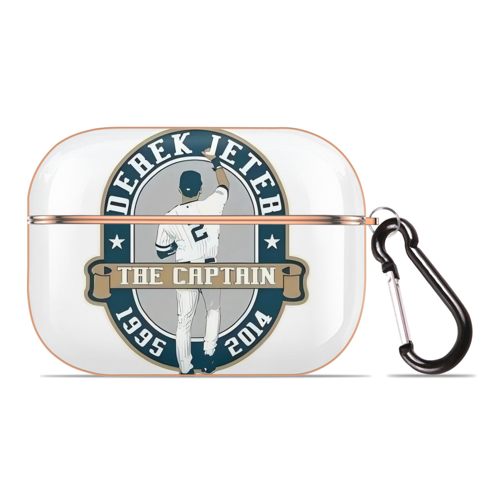 Derek Jeter 9 AirPods Pro Protective Case Rose Gold, Flexible PC Material, Precise Fit, Anti-Slip Cover, Full Protection, Fingerprint Resistant, Washable With Keychain