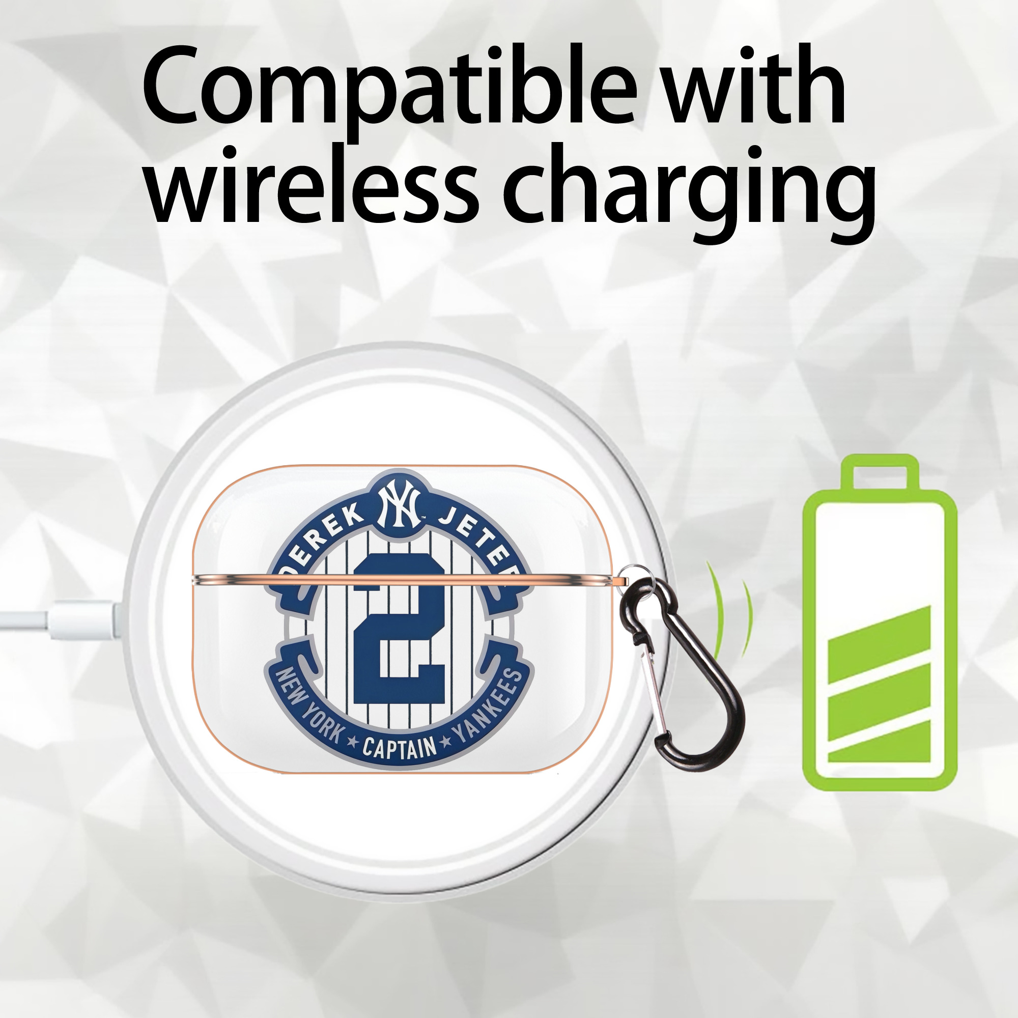 Derek Jeter 1 AirPods Pro Protective Case Rose Gold, Flexible PC Material, Precise Fit, Anti-Slip Cover, Full Protection, Fingerprint Resistant, Washable With Keychain