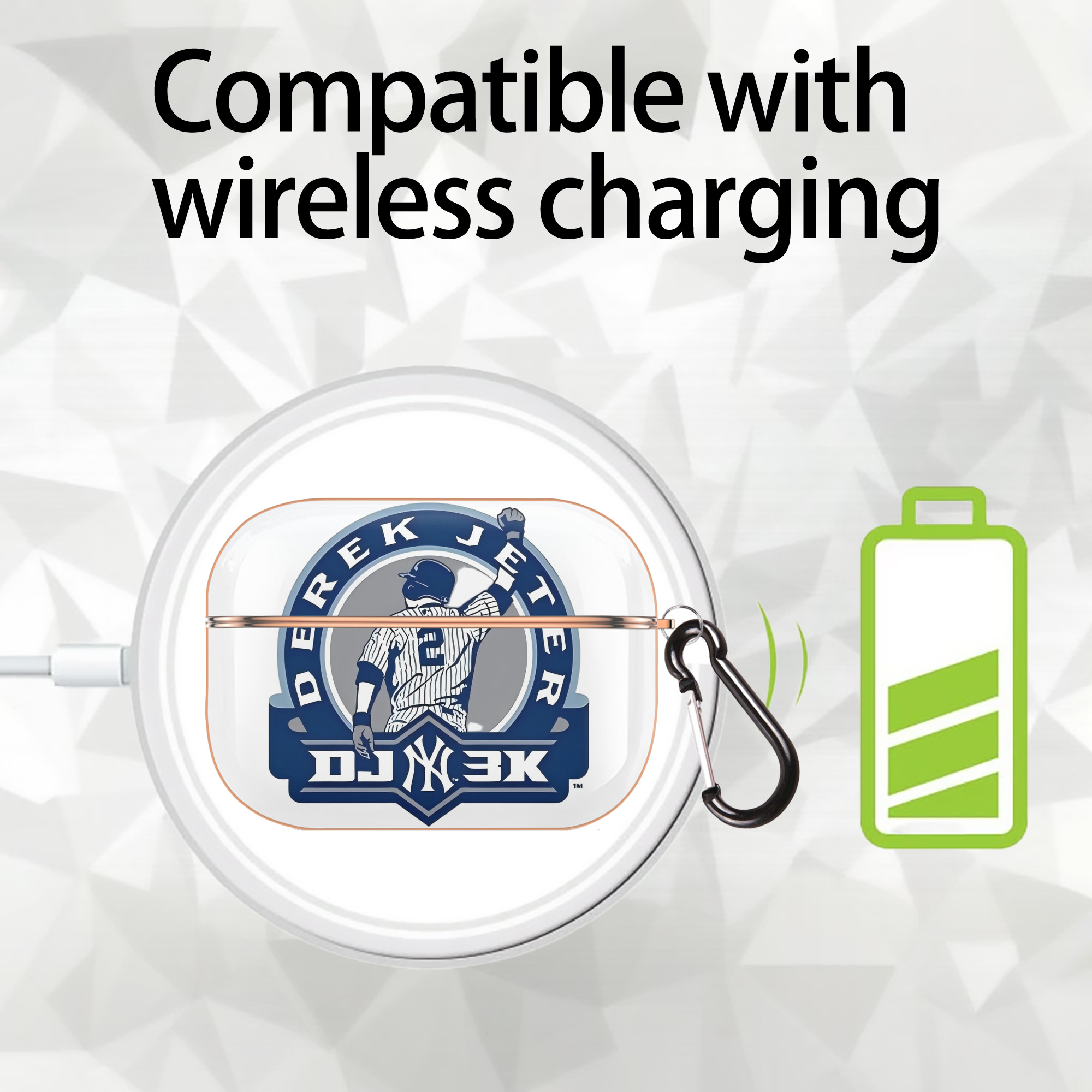 Derek Jeter 3 AirPods Pro Protective Case Rose Gold, Flexible PC Material, Precise Fit, Anti-Slip Cover, Full Protection, Fingerprint Resistant, Washable With Keychain