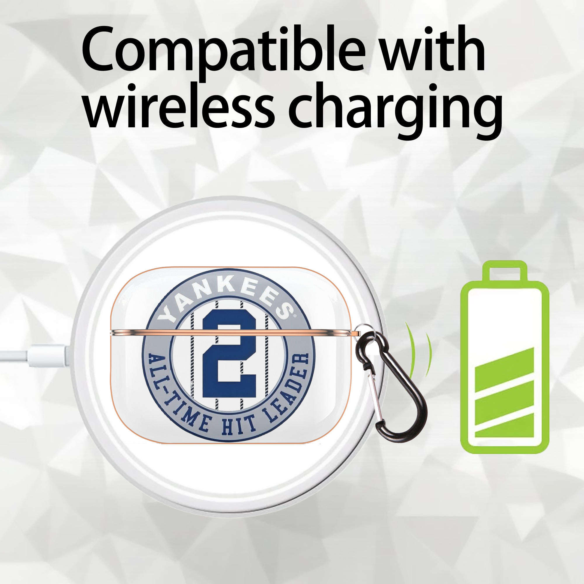 Derek Jeter 4 AirPods Pro Protective Case Rose Gold, Flexible PC Material, Precise Fit, Anti-Slip Cover, Full Protection, Fingerprint Resistant, Washable With Keychain