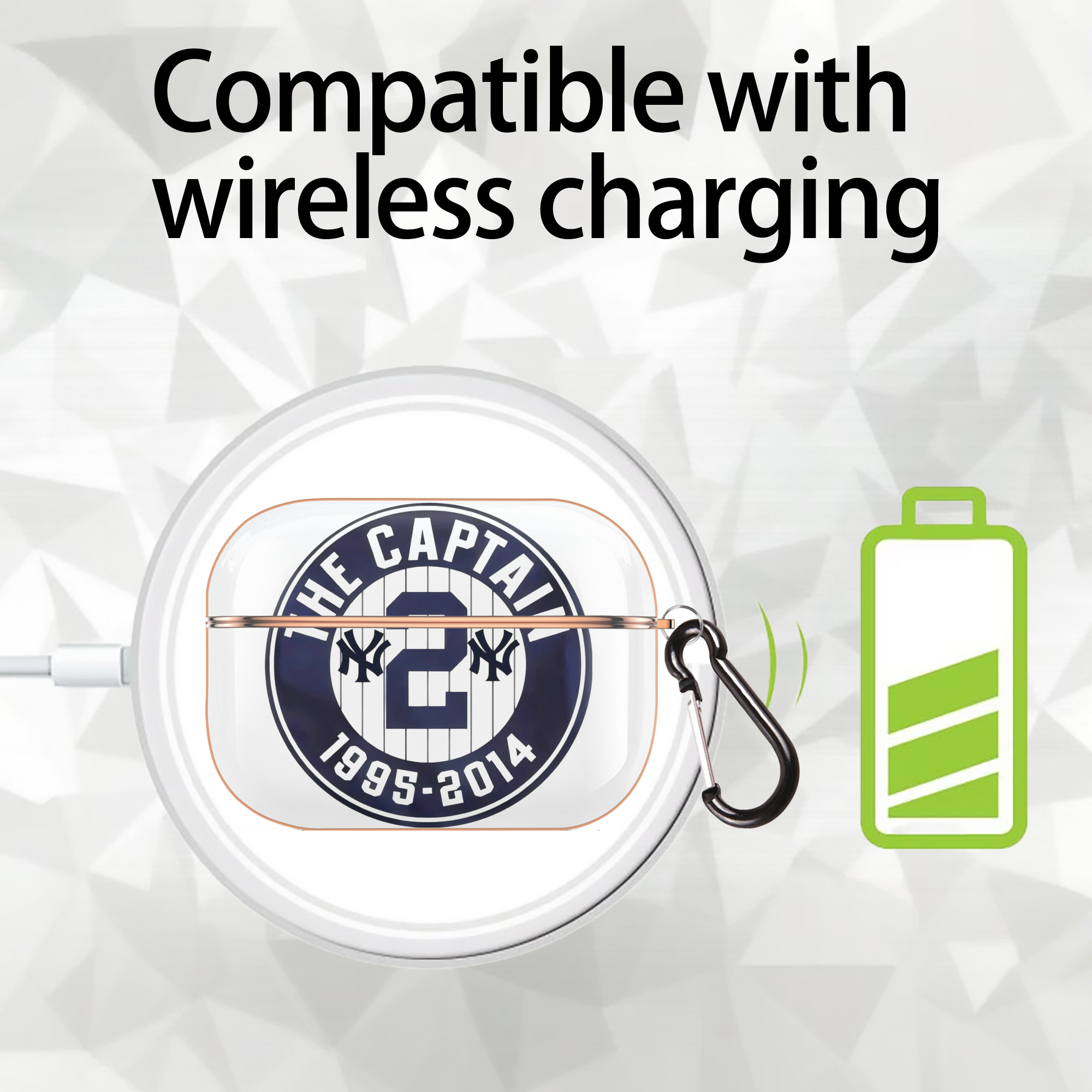 Derek Jeter 7 AirPods Pro Protective Case Rose Gold, Flexible PC Material, Precise Fit, Anti-Slip Cover, Full Protection, Fingerprint Resistant, Washable With Keychain