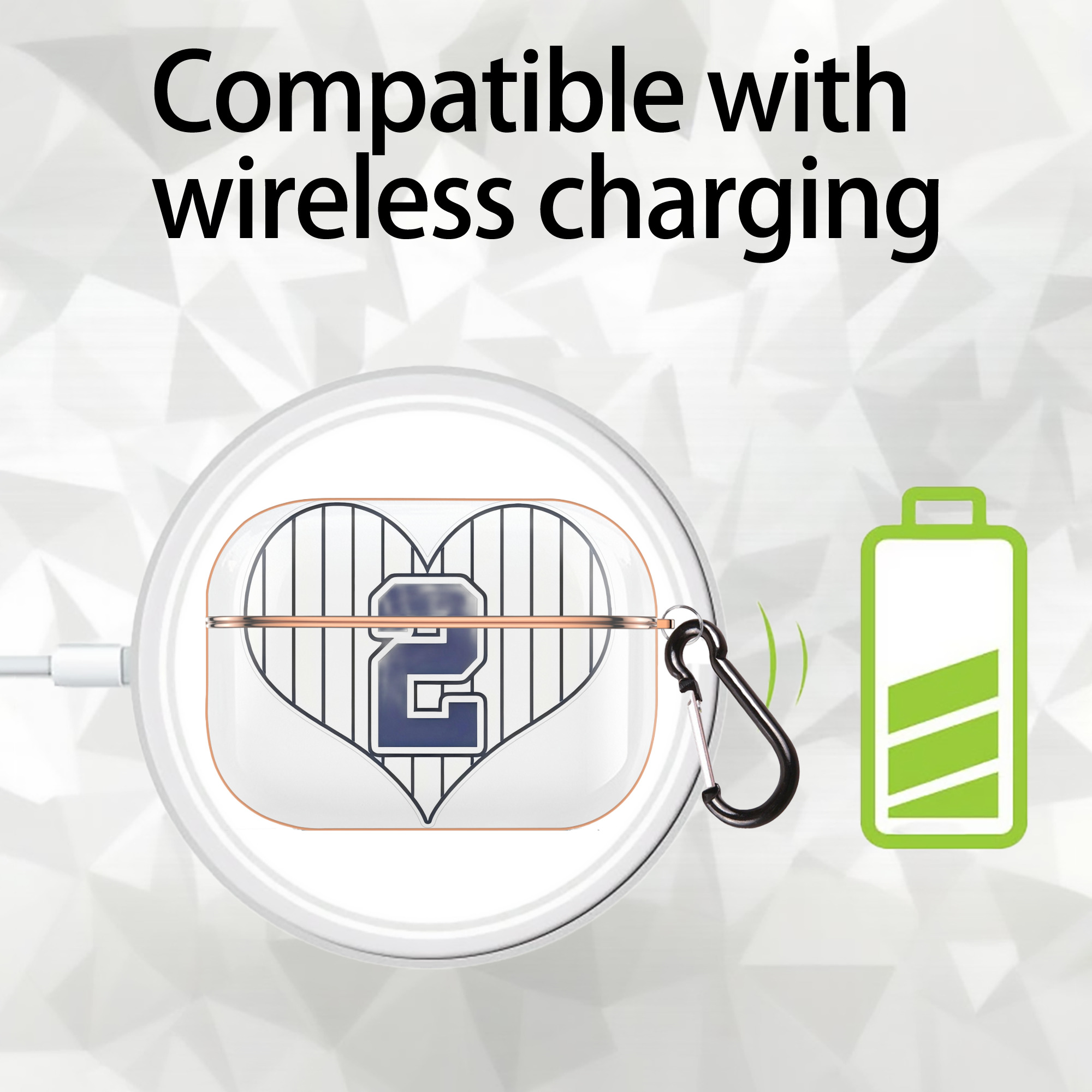 Derek Jeter 8 AirPods Pro Protective Case Rose Gold, Flexible PC Material, Precise Fit, Anti-Slip Cover, Full Protection, Fingerprint Resistant, Washable With Keychain