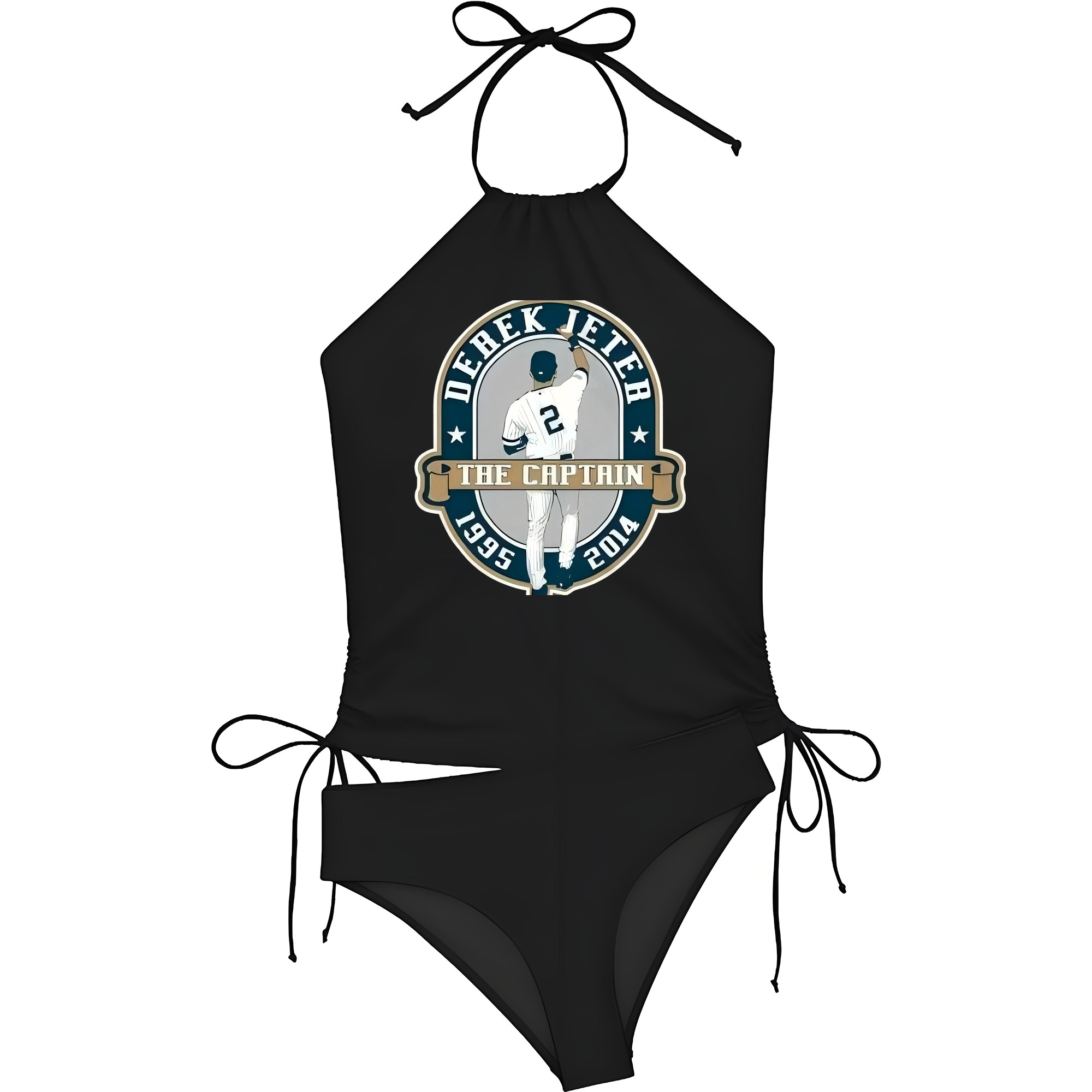 Derek Jeter 9 Women's Heat Transfer Printed Two-Piece Bikini Set – Sexy One-Shoulder Top & Triangle Bottom, Soft Nylon-Spandex, Perfect for Beach, Pool & Vacation