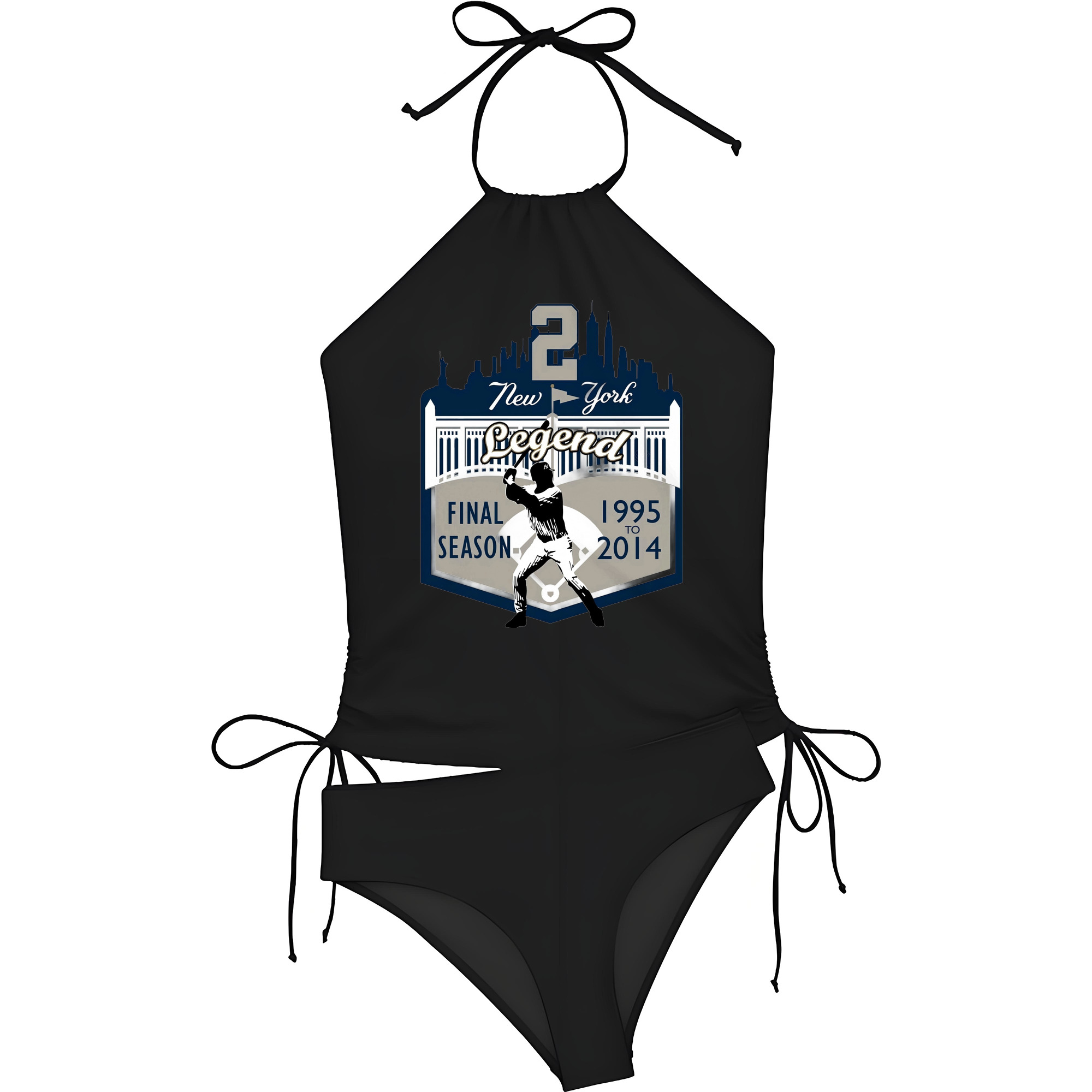 Derek Jeter 14 Women's Heat Transfer Printed Two-Piece Bikini Set – Sexy One-Shoulder Top & Triangle Bottom, Soft Nylon-Spandex, Perfect for Beach, Pool & Vacation