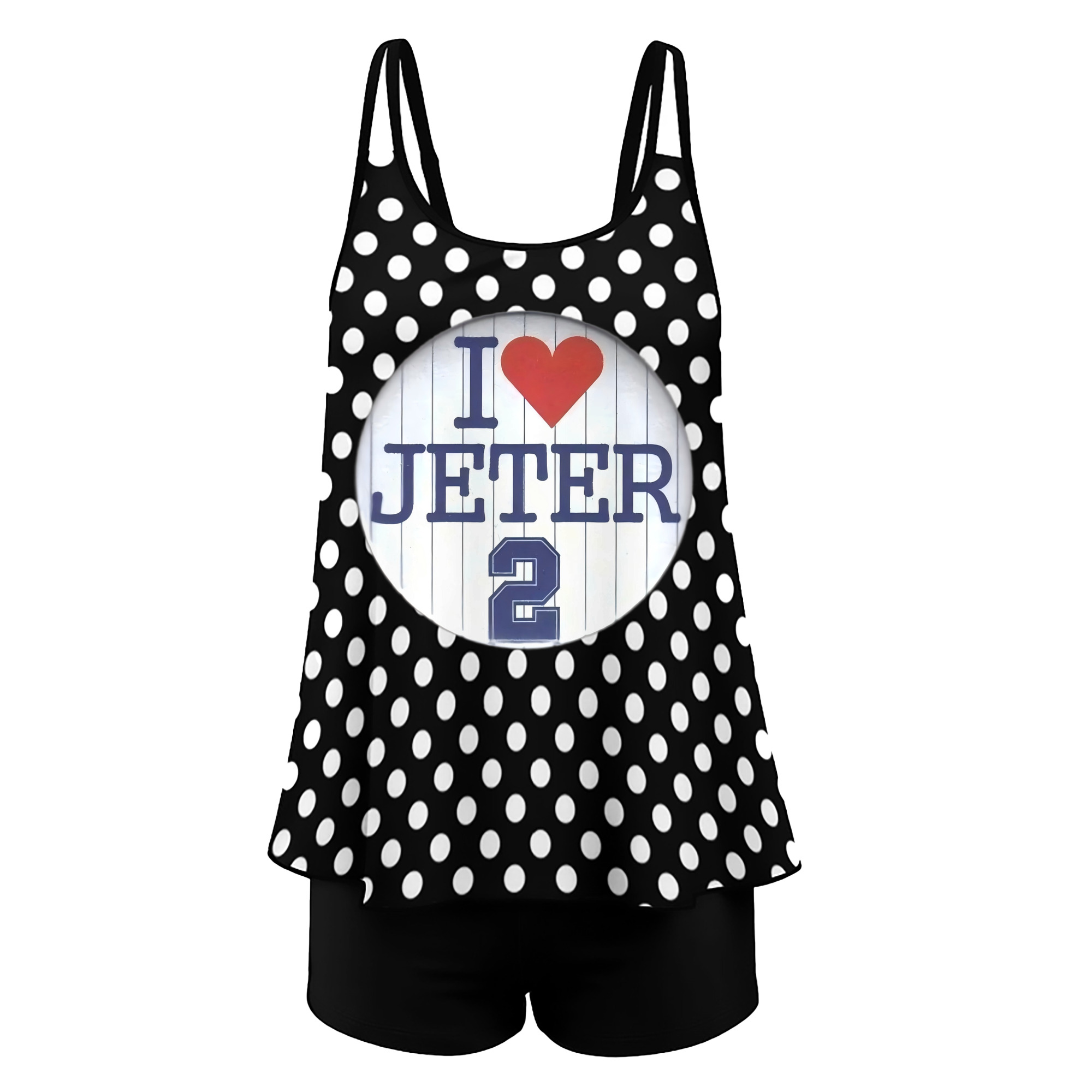 Derek Jeter 2 Women’s Heat Transfer Printed Two-Piece Swimsuit Set – Sexy Double Strap Bandeau Top & Boyshort Bottoms, Soft Nylon-Spandex, Perfect for Beach, Pool & Vacation