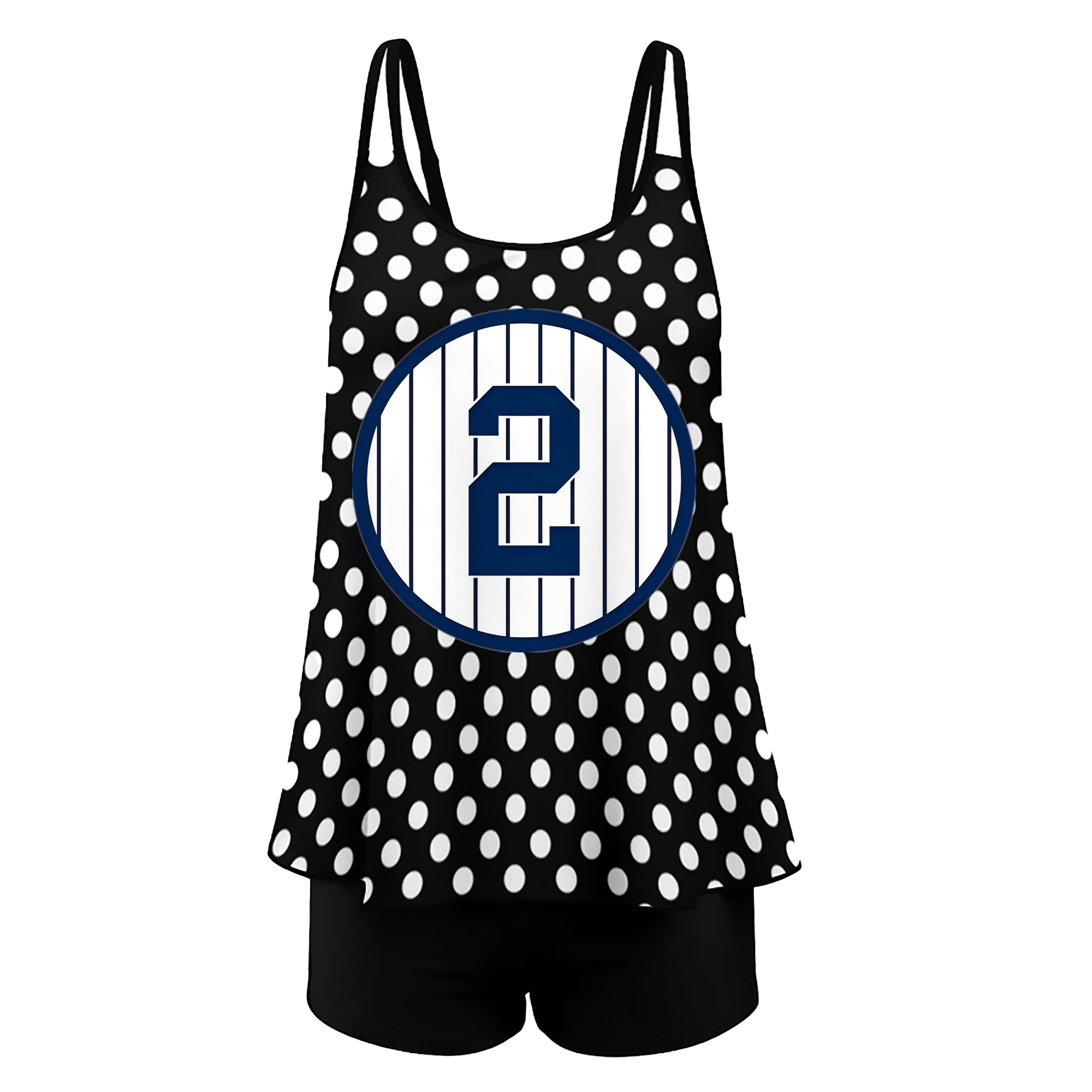 Derek Jeter 5 Women’s Heat Transfer Printed Two-Piece Swimsuit Set – Sexy Double Strap Bandeau Top & Boyshort Bottoms, Soft Nylon-Spandex, Perfect for Beach, Pool & Vacation