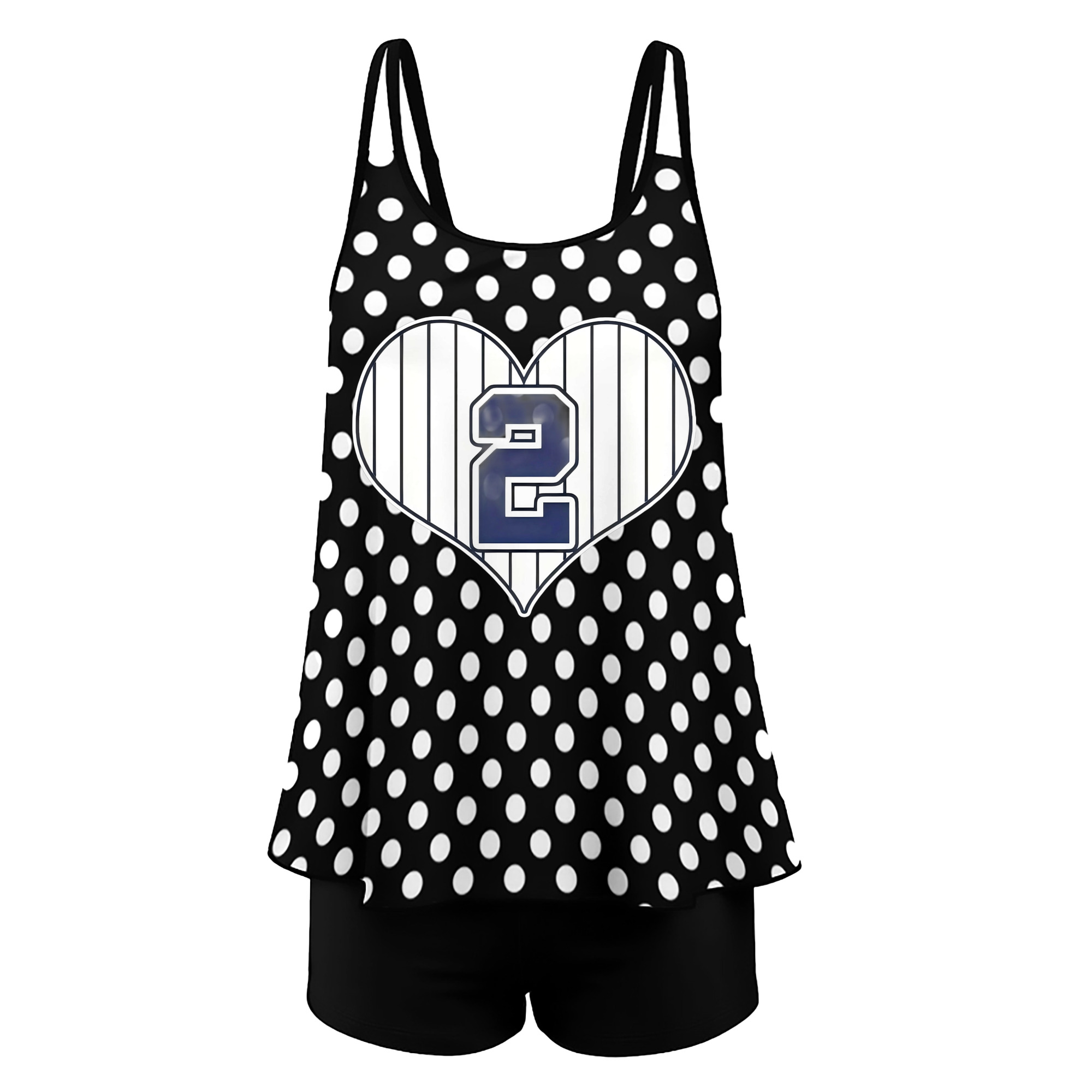 Derek Jeter 8 Women’s Heat Transfer Printed Two-Piece Swimsuit Set – Sexy Double Strap Bandeau Top & Boyshort Bottoms, Soft Nylon-Spandex, Perfect for Beach, Pool & Vacation
