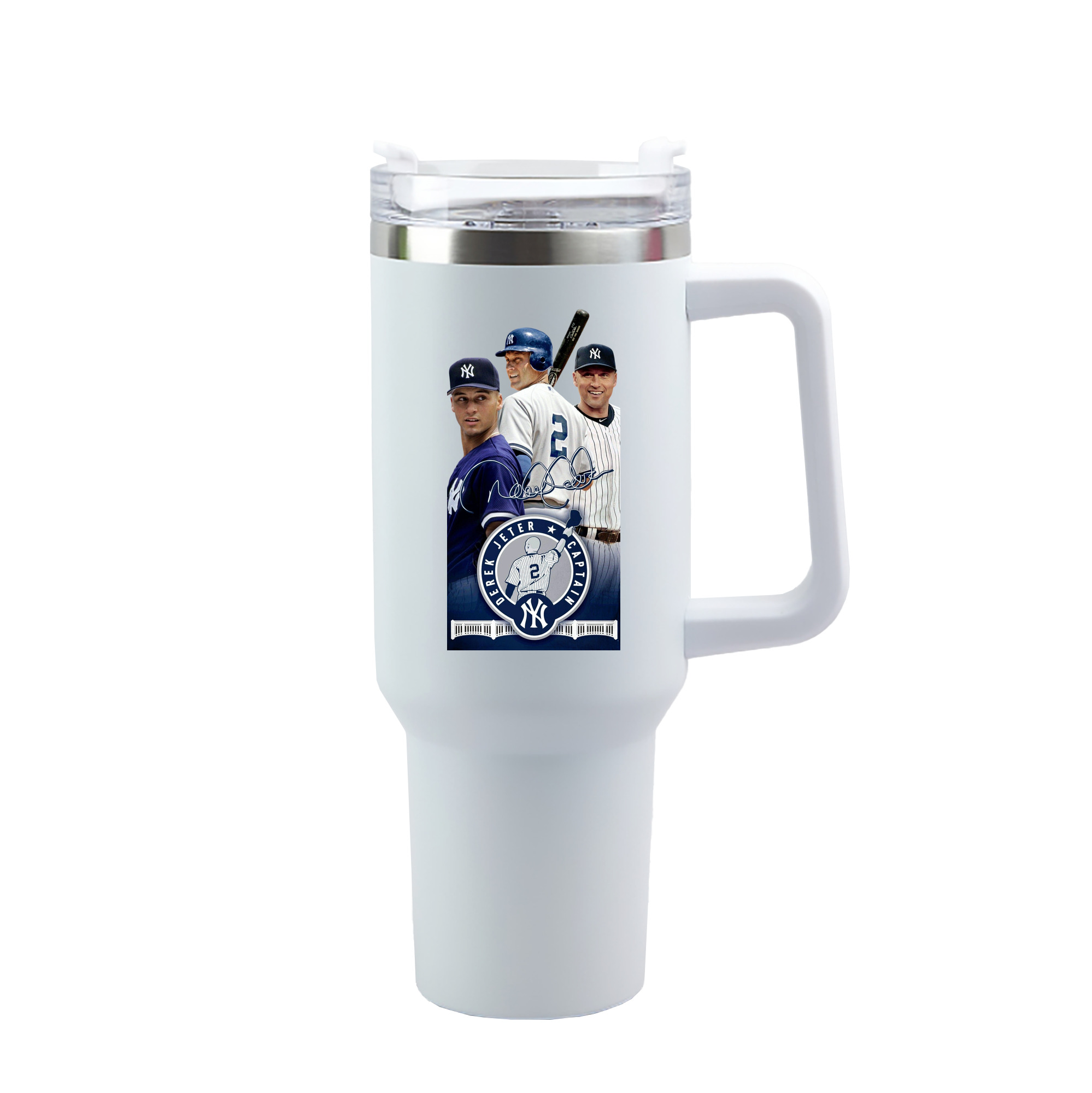 Derek Jeter 79 40oz Handle Car Tumbler – Durable Stainless Steel Travel Mug With UV Print – Double Wall Insulated, Fits Most Car Cup Holders