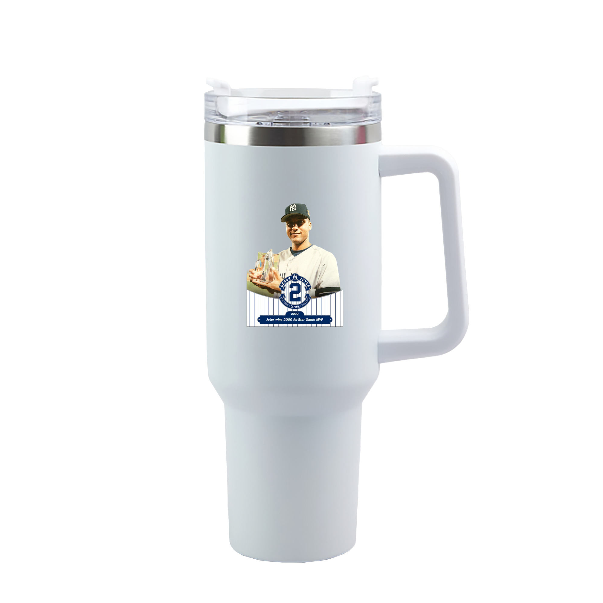 Derek Jeter 80 40oz Handle Car Tumbler – Durable Stainless Steel Travel Mug With UV Print – Double Wall Insulated, Fits Most Car Cup Holders