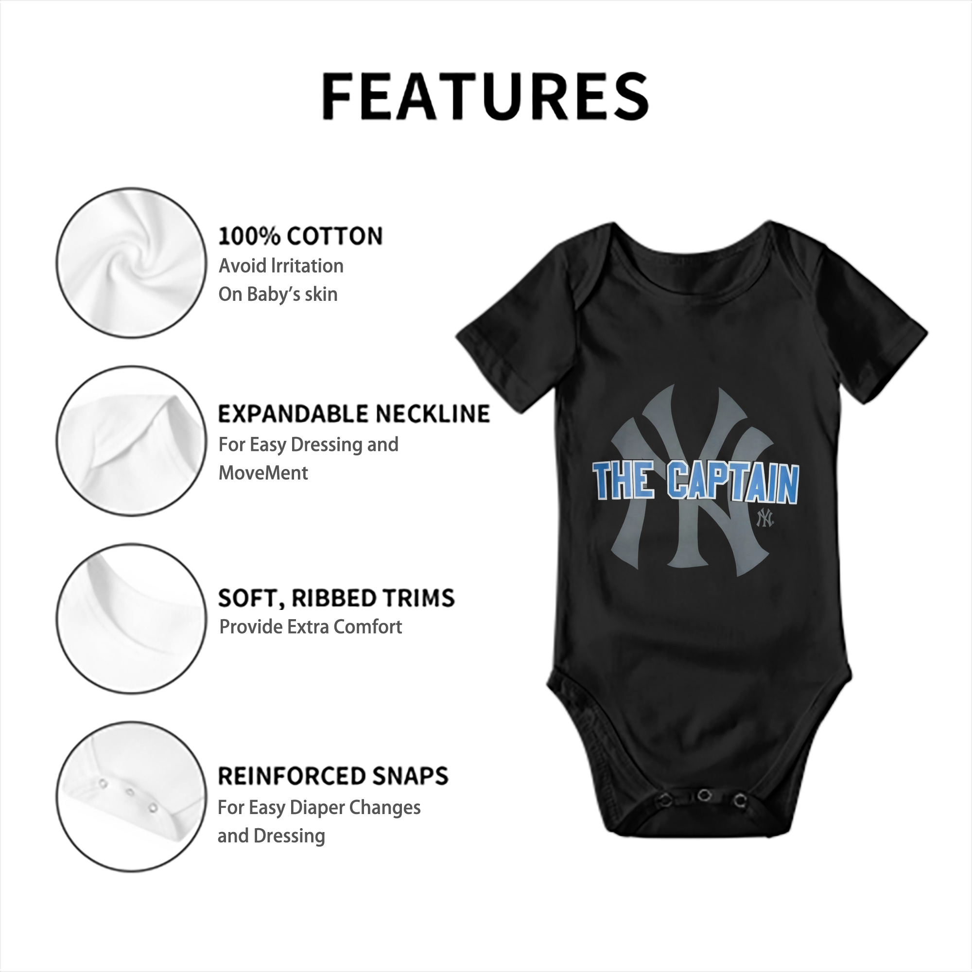 Derek Jeter 84 Baby Short Sleeve Romper – 100% Cotton Soft & Breathable Digital Print Onesie With Easy Snap Closure And Envelope Shoulder – Comfortable For Daily Wear & Travel