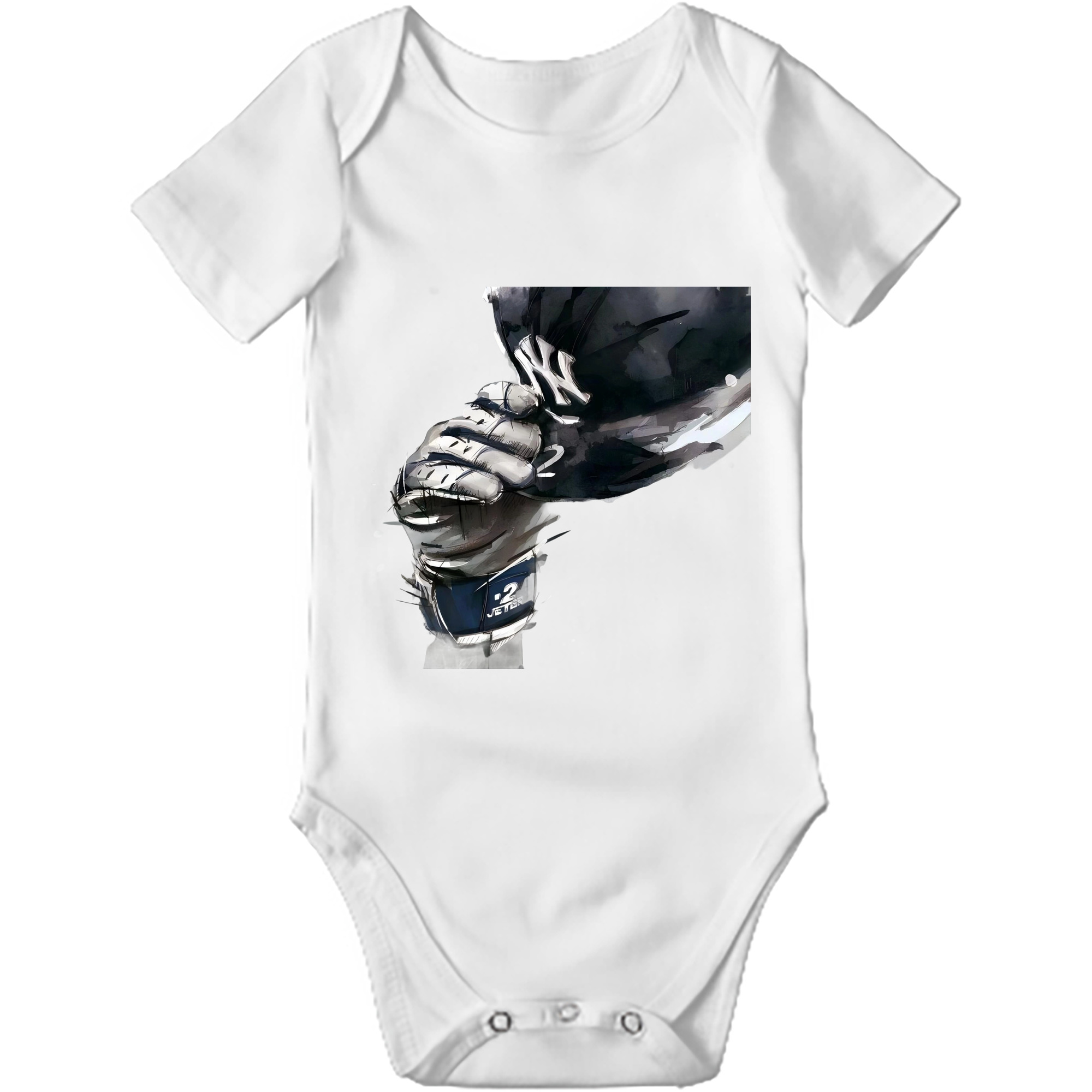 Derek Jeter 76 Baby Short Sleeve Romper – 100% Cotton Soft & Breathable Digital Print Onesie With Easy Snap Closure And Envelope Shoulder – Comfortable For Daily Wear & Travel