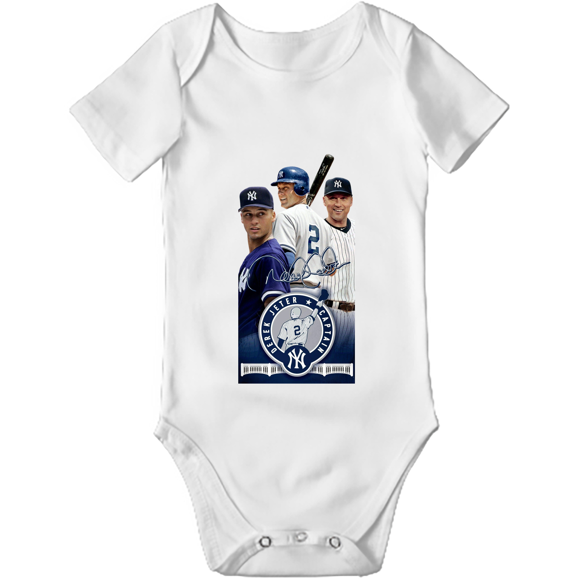 Derek Jeter 79 Baby Short Sleeve Romper – 100% Cotton Soft & Breathable Digital Print Onesie With Easy Snap Closure And Envelope Shoulder – Comfortable For Daily Wear & Travel