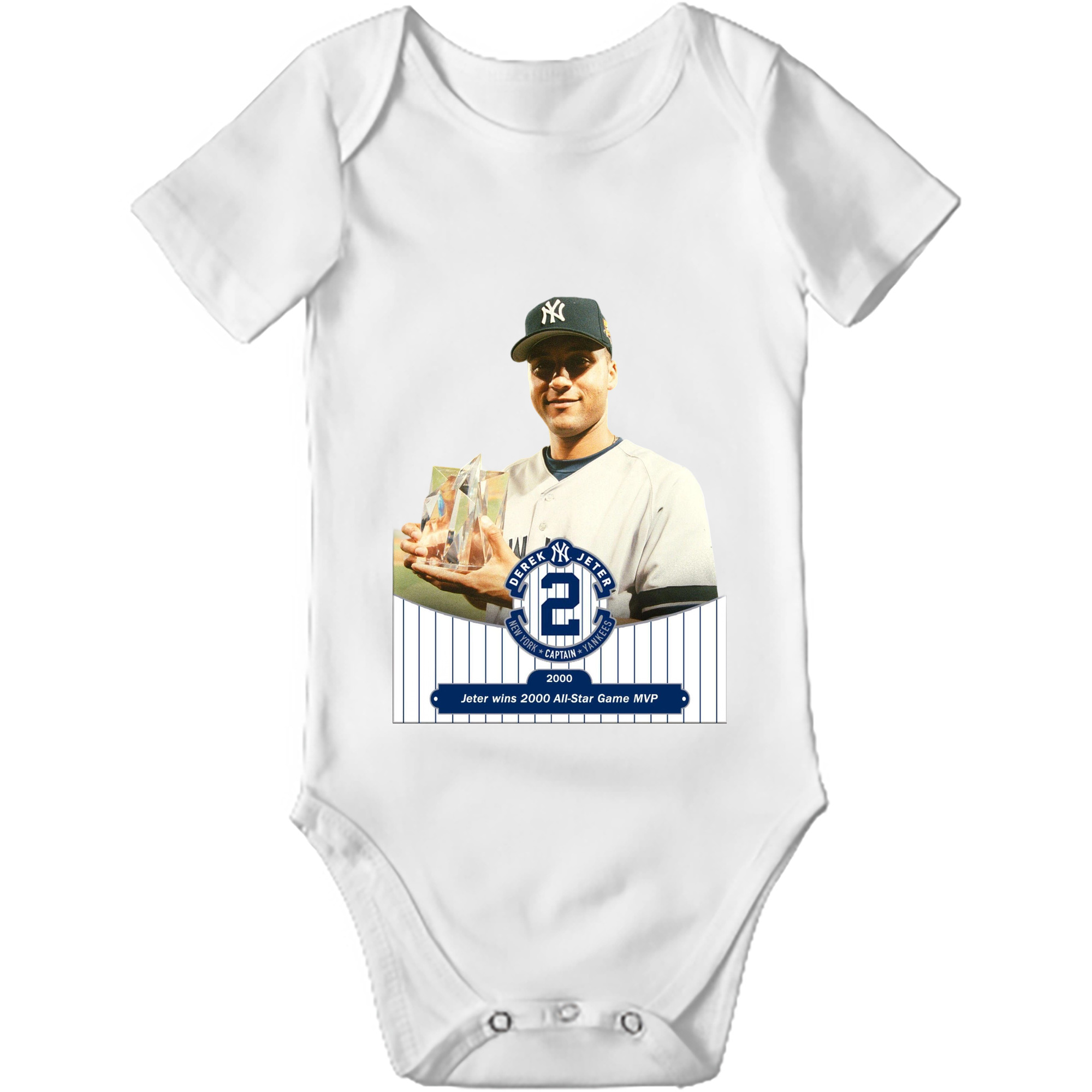 Derek Jeter 80 Baby Short Sleeve Romper – 100% Cotton Soft & Breathable Digital Print Onesie With Easy Snap Closure And Envelope Shoulder – Comfortable For Daily Wear & Travel