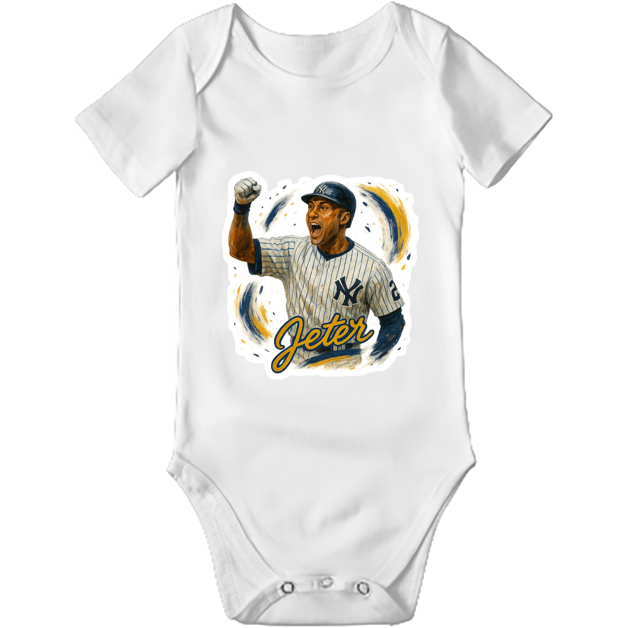 Derek Jeter 82 Baby Short Sleeve Romper – 100% Cotton Soft & Breathable Digital Print Onesie With Easy Snap Closure And Envelope Shoulder – Comfortable For Daily Wear & Travel