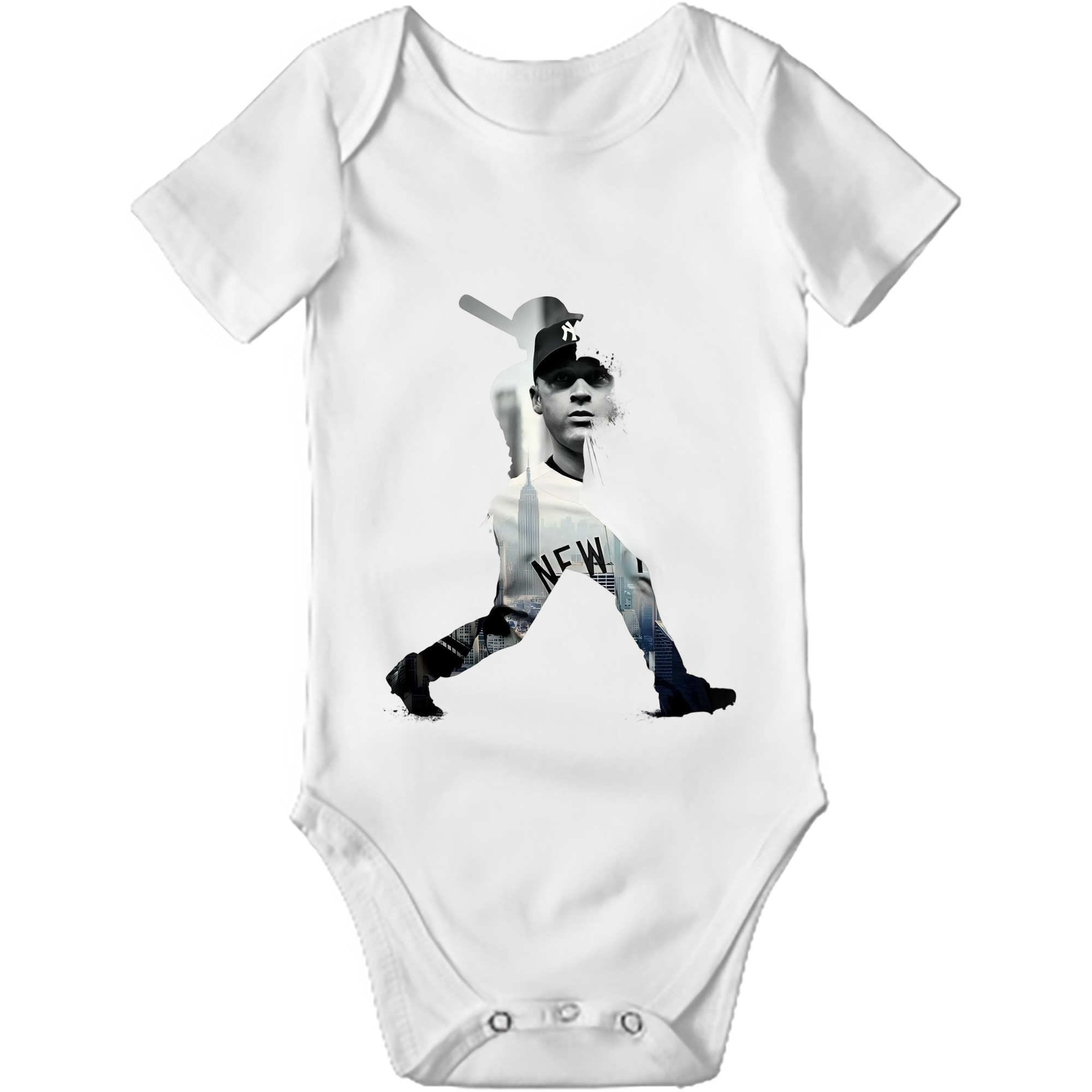 Derek Jeter 83 Baby Short Sleeve Romper – 100% Cotton Soft & Breathable Digital Print Onesie With Easy Snap Closure And Envelope Shoulder – Comfortable For Daily Wear & Travel