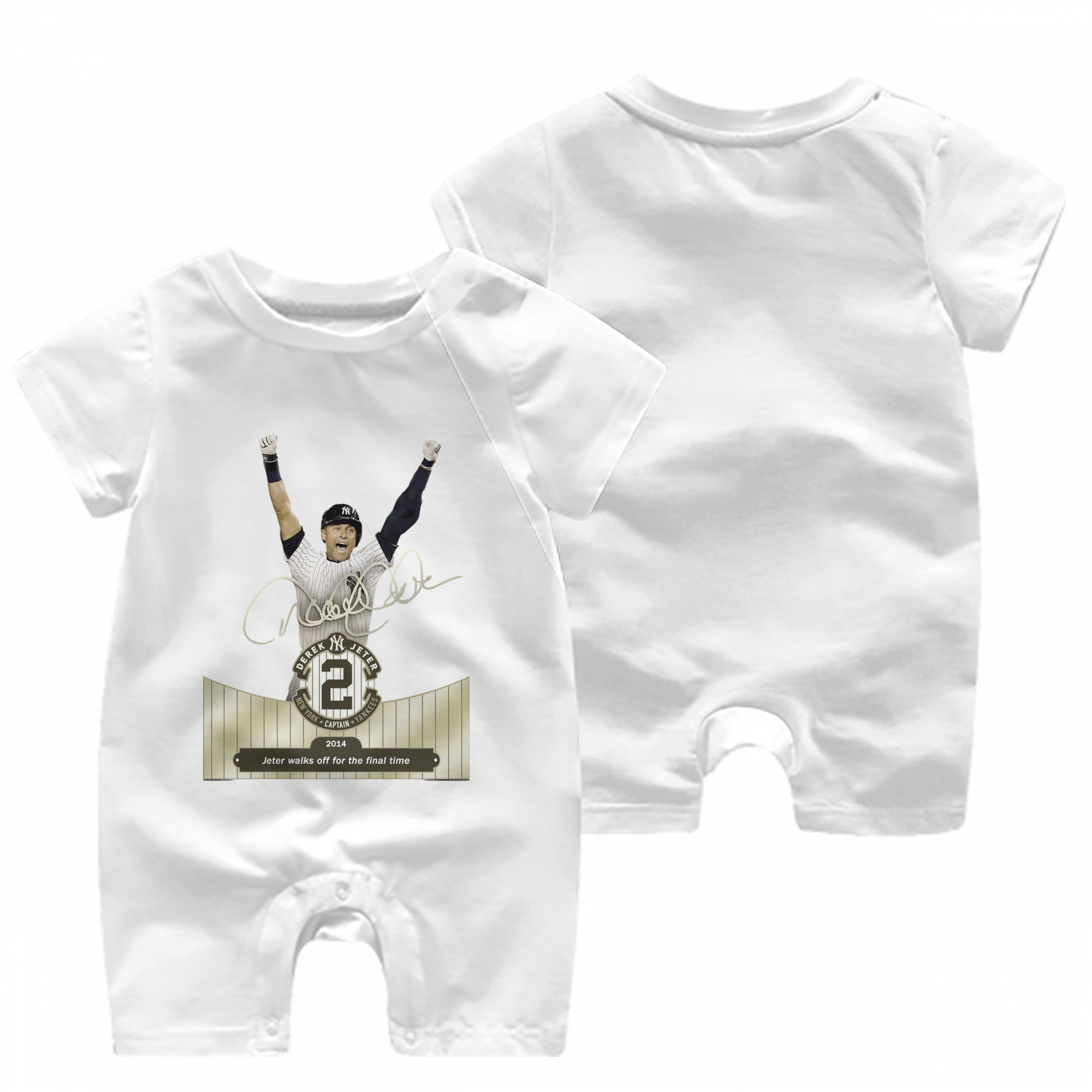Derek Jeter 81 Baby Short Sleeve Onesie – 100% Cotton Soft & Breathable Digital Print Romper – Double-Sided Print, Snap Closure For Easy Diaper Changes – Comfortable For Boys & Girls