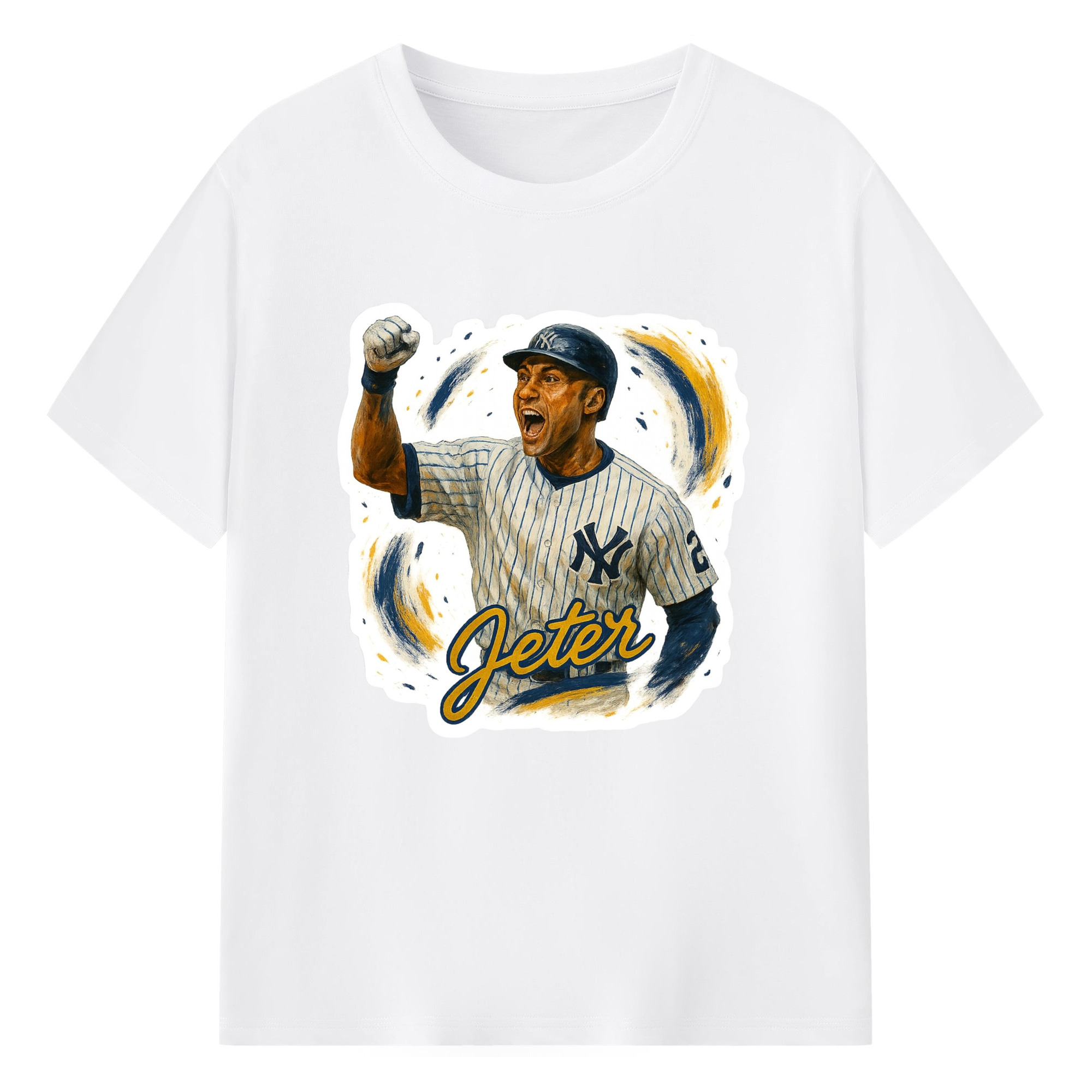 Derek Jeter 82 180g Cotton T-Shirt With Front Heat Transfer Print – Soft, Lightweight, Fitted Design – Comfortable Casual Wear For Sports & Everyday Use